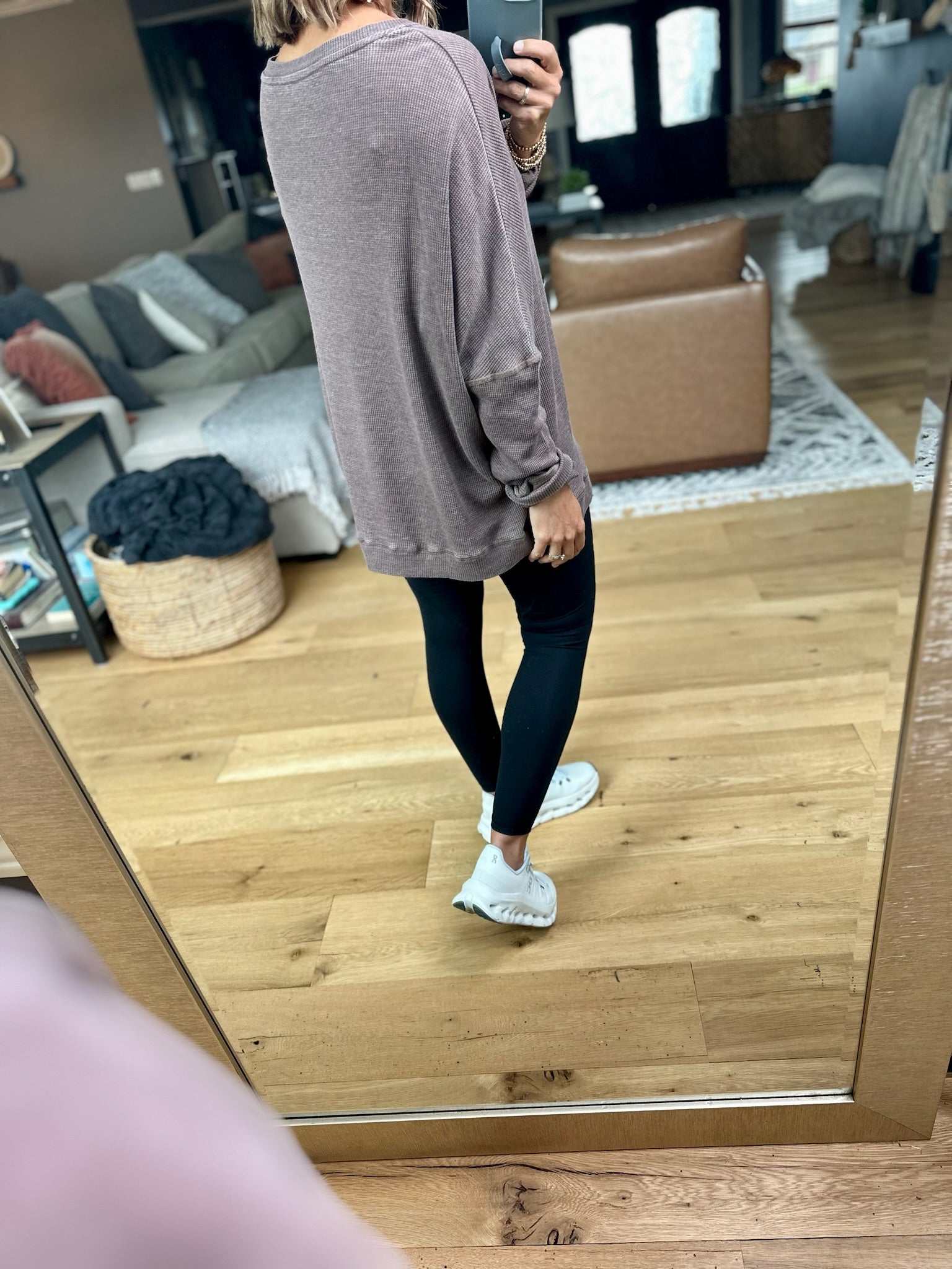 Make It Happen Waffle Long Sleeve Top-Mono B-Anna Kaytes Boutique, Women's Fashion Boutique in Grinnell, Iowa