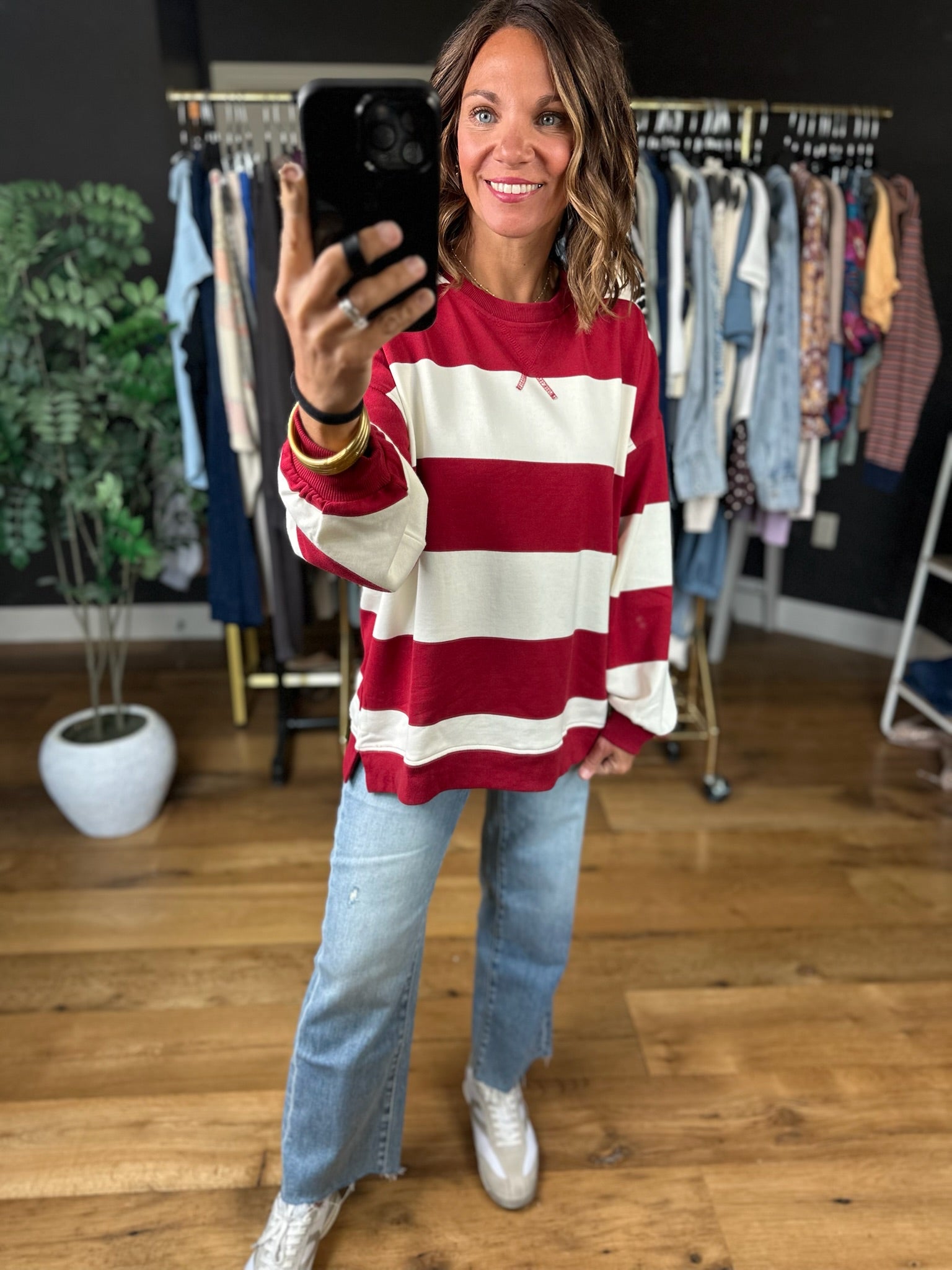 My Hero Oversized Wide Stripe Crewneck - Multiple colors-Sweaters-JOA-Anna Kaytes Boutique, Women's Fashion Boutique in Grinnell, Iowa