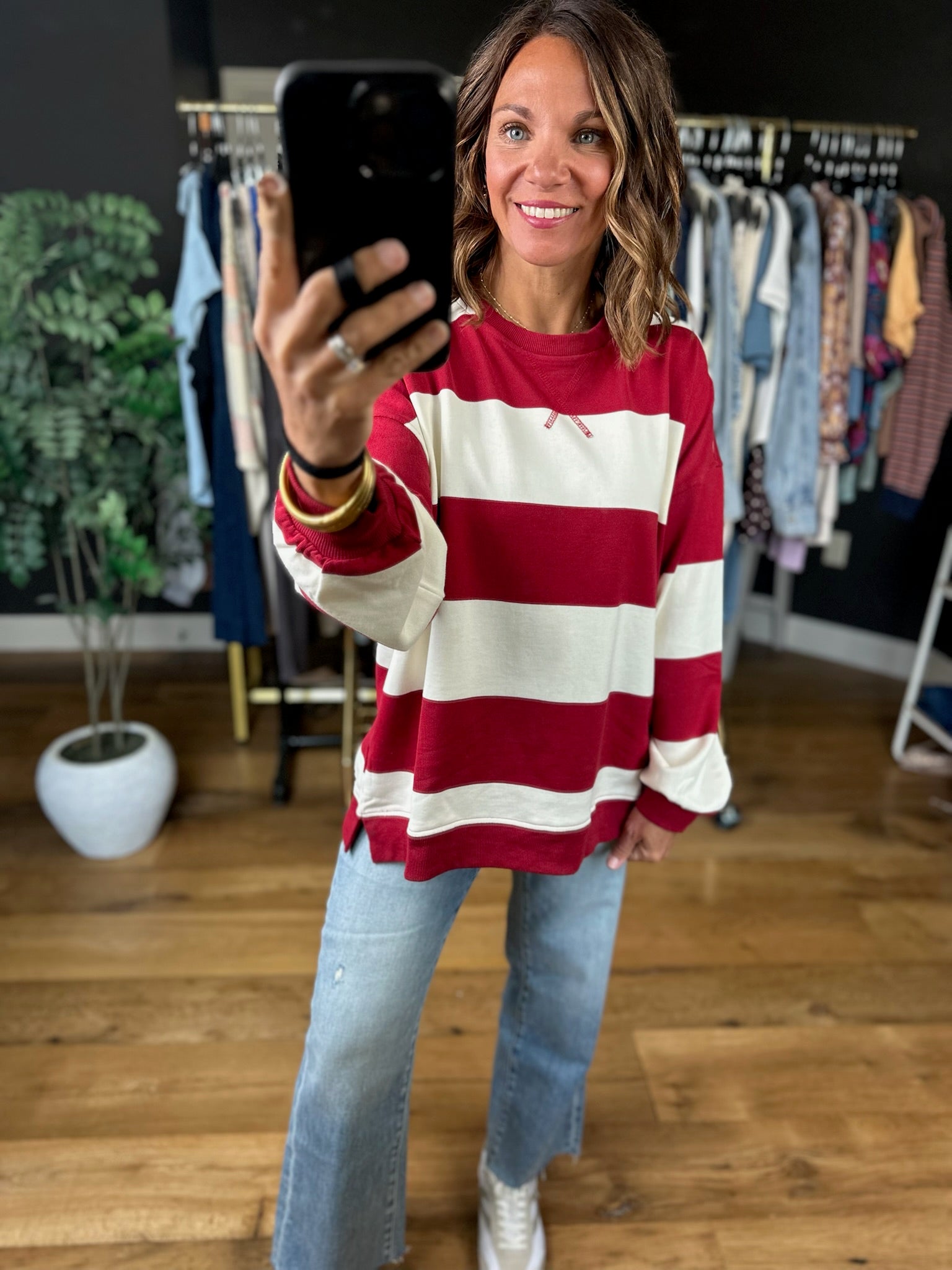 My Hero Oversized Wide Stripe Crewneck - Multiple colors-Sweaters-JOA-Anna Kaytes Boutique, Women's Fashion Boutique in Grinnell, Iowa