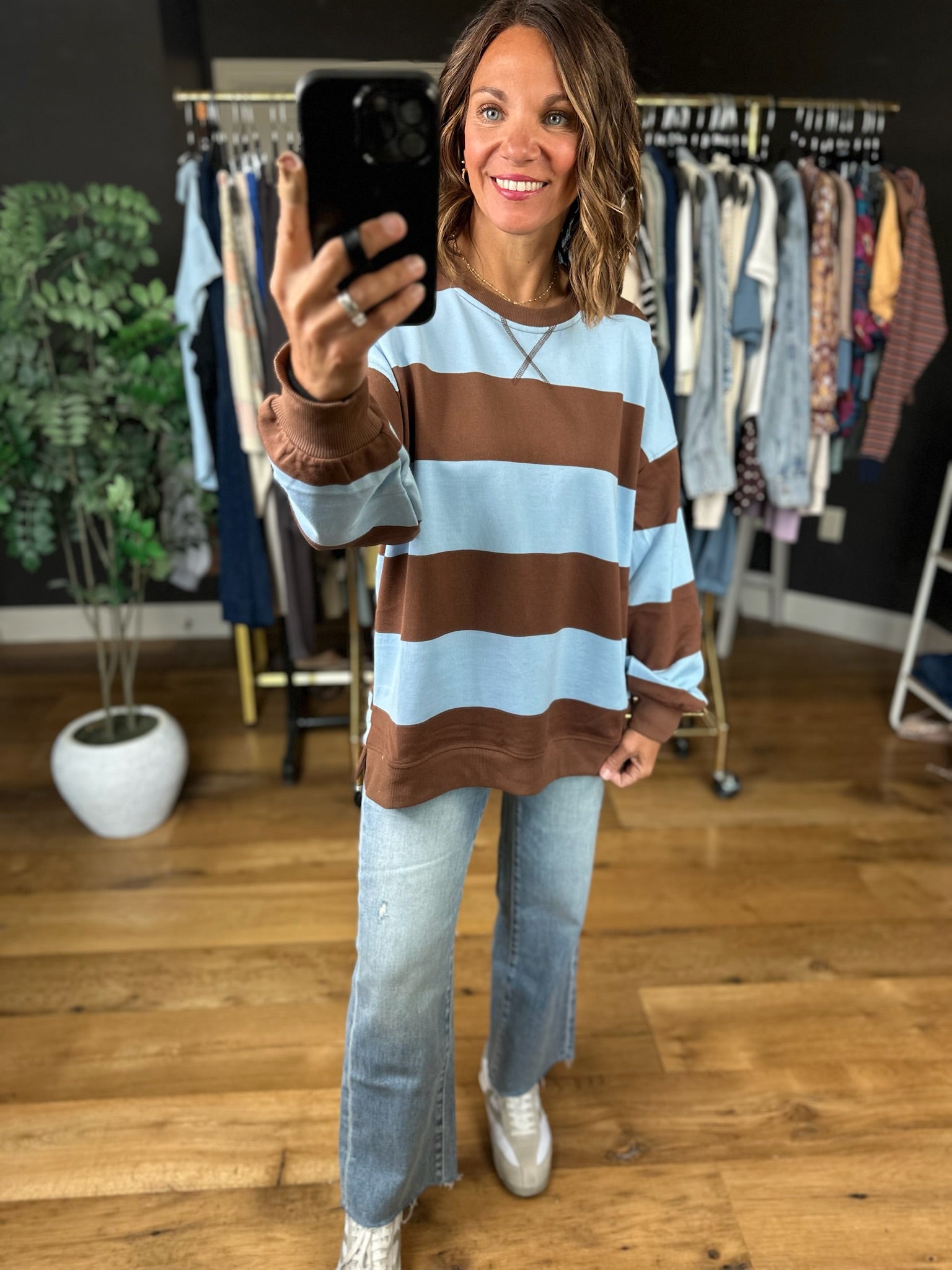 My Hero Oversized Wide Stripe Crewneck - Multiple colors-Sweaters-JOA-Anna Kaytes Boutique, Women's Fashion Boutique in Grinnell, Iowa