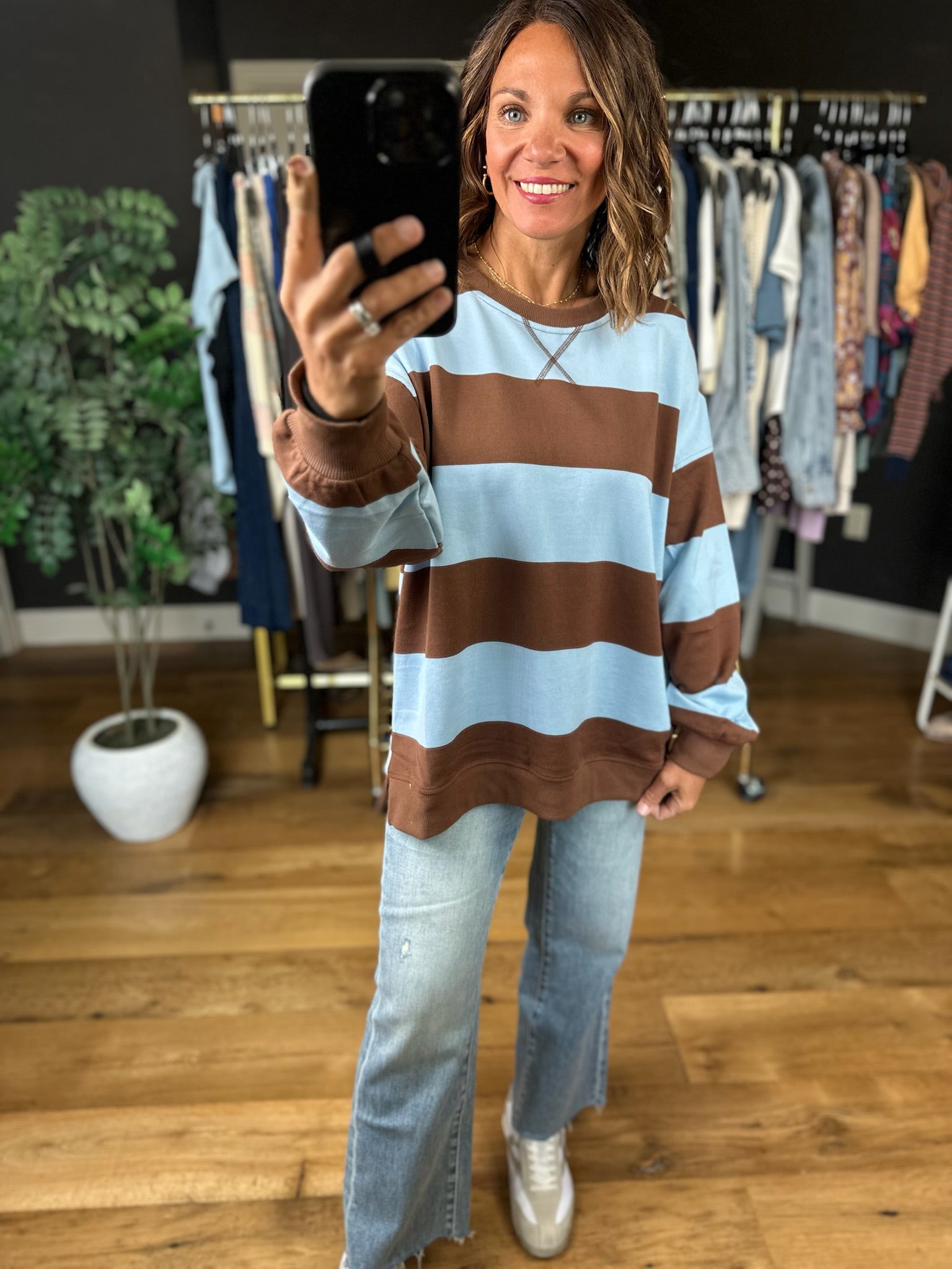My Hero Oversized Wide Stripe Crewneck - Multiple colors-Sweaters-JOA-Anna Kaytes Boutique, Women's Fashion Boutique in Grinnell, Iowa