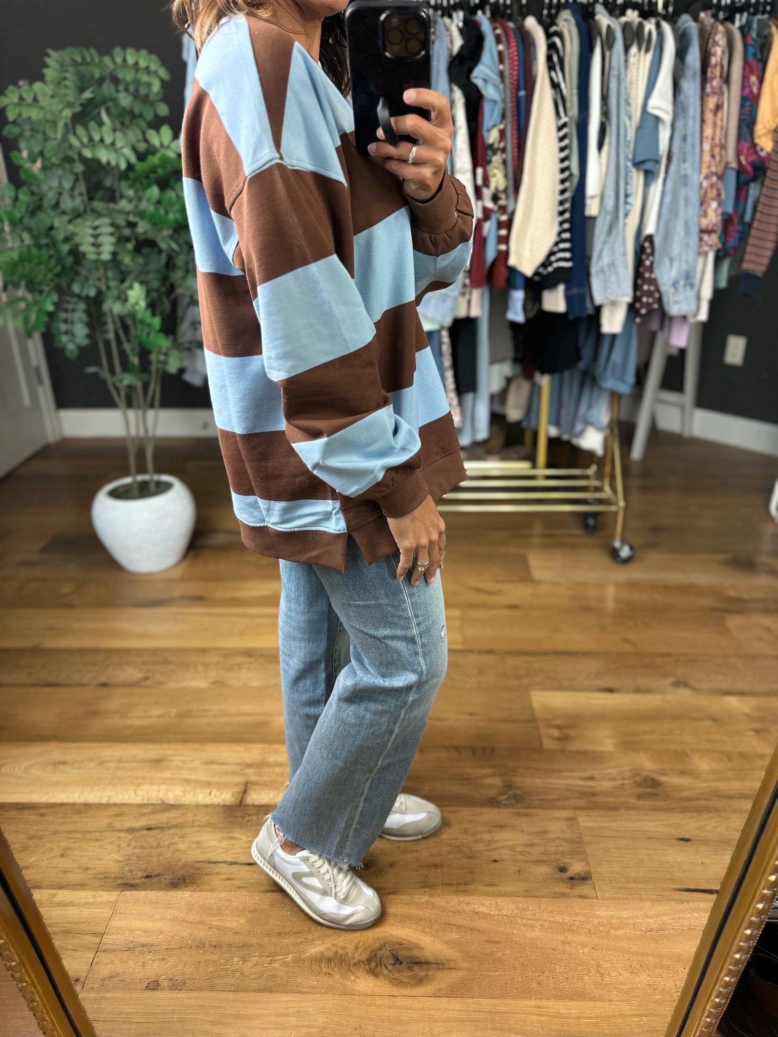 My Hero Oversized Wide Stripe Crewneck - Multiple colors-Sweaters-JOA-Anna Kaytes Boutique, Women's Fashion Boutique in Grinnell, Iowa