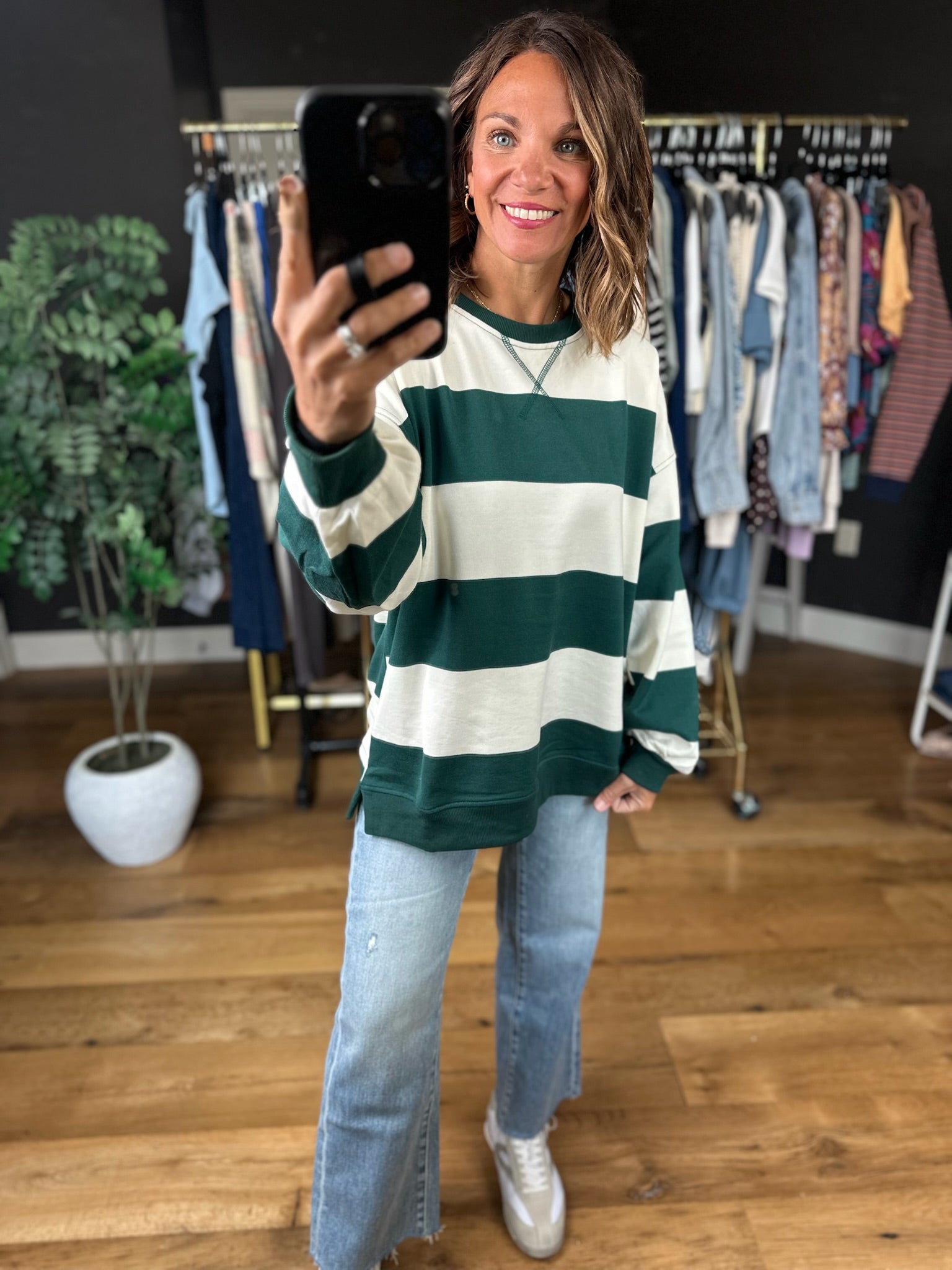 My Hero Oversized Wide Stripe Crewneck - Multiple colors-Sweaters-JOA-Anna Kaytes Boutique, Women's Fashion Boutique in Grinnell, Iowa