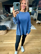 Make It Happen Waffle Long Sleeve Top-Mono B-Anna Kaytes Boutique, Women's Fashion Boutique in Grinnell, Iowa