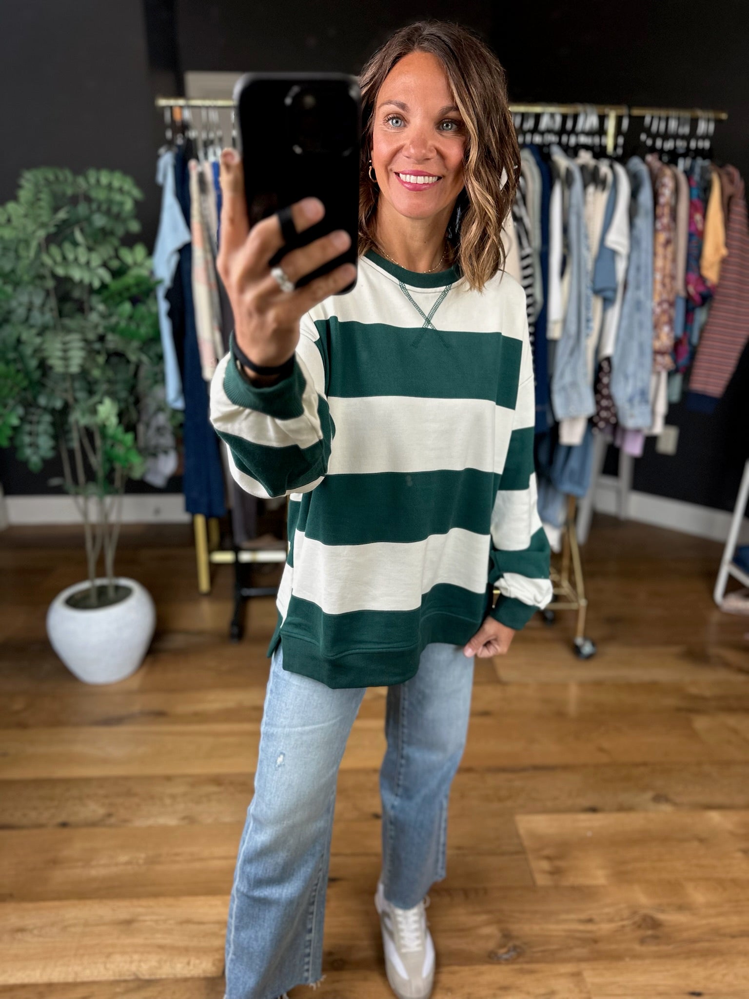 My Hero Oversized Wide Stripe Crewneck - Multiple colors-Sweaters-JOA-Anna Kaytes Boutique, Women's Fashion Boutique in Grinnell, Iowa