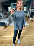 Make It Happen Waffle Long Sleeve Top-Mono B-Anna Kaytes Boutique, Women's Fashion Boutique in Grinnell, Iowa