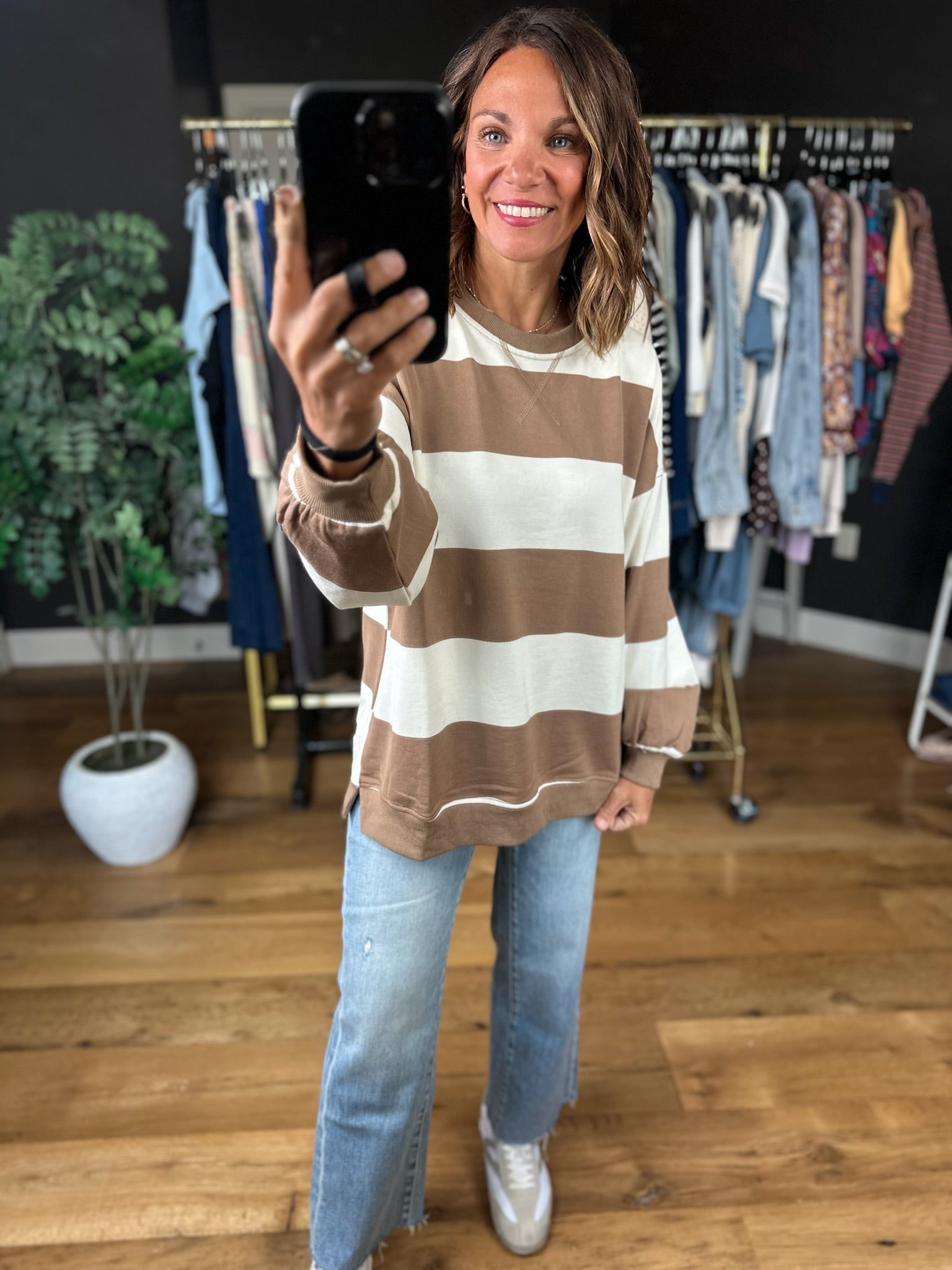 My Hero Oversized Wide Stripe Crewneck - Multiple colors-Sweaters-JOA-Anna Kaytes Boutique, Women's Fashion Boutique in Grinnell, Iowa