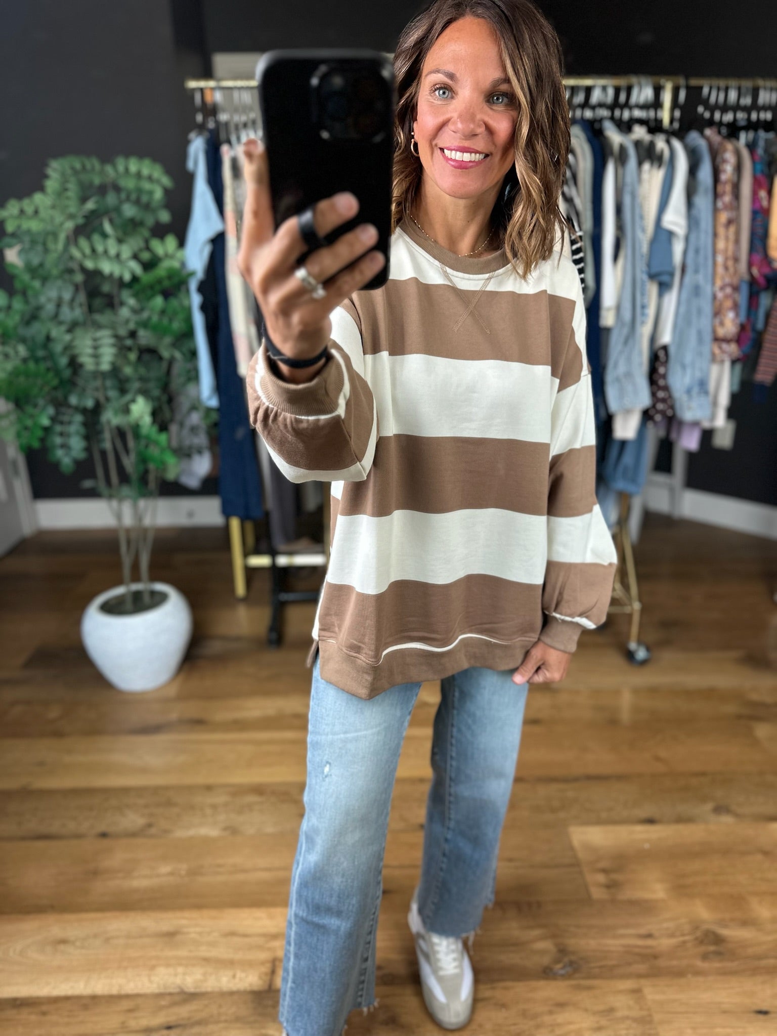 My Hero Oversized Wide Stripe Crewneck - Multiple colors-Sweaters-JOA-Anna Kaytes Boutique, Women's Fashion Boutique in Grinnell, Iowa