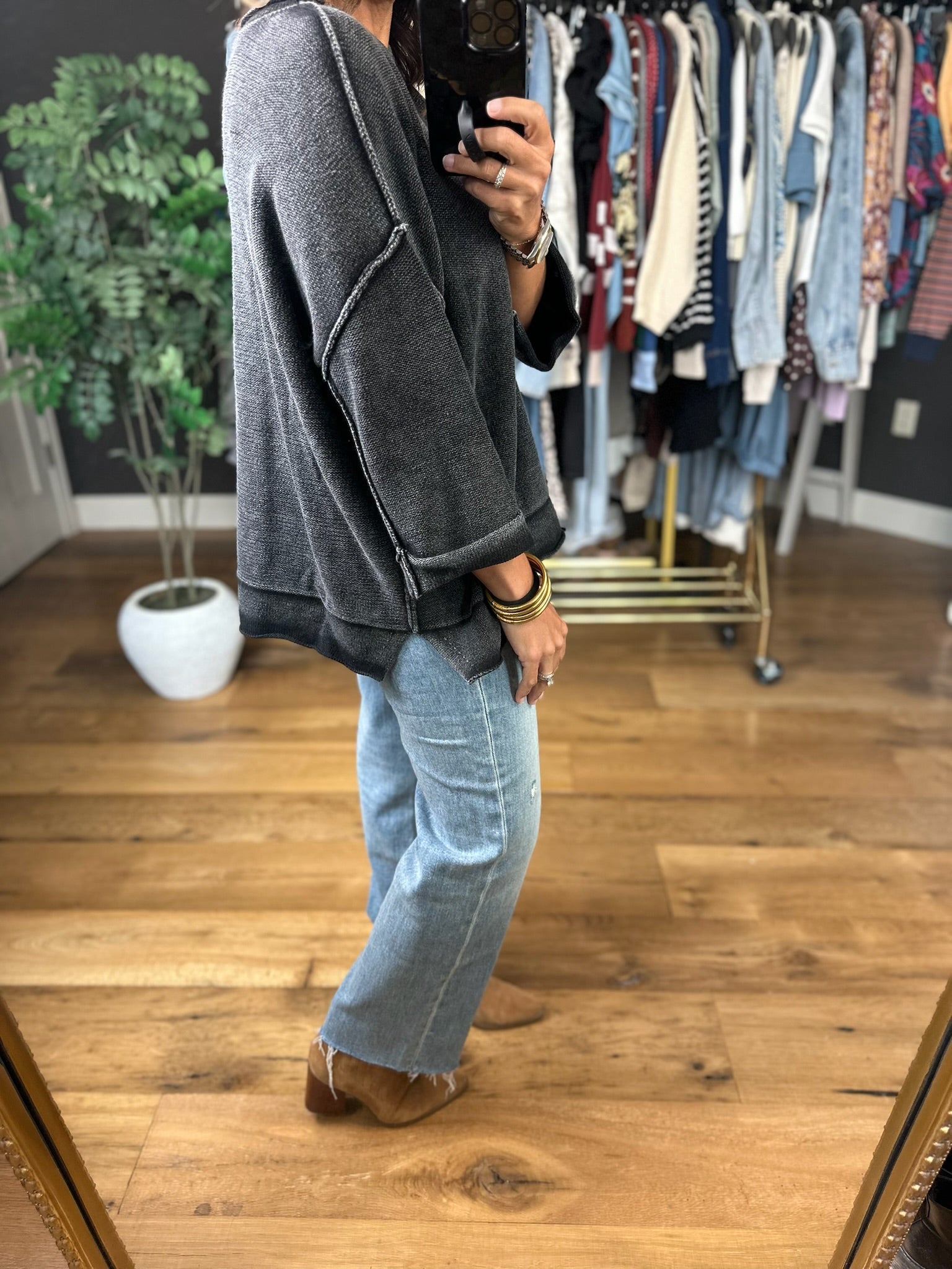 By Midnight Raw Hem Dolman Sweater-Sweaters-Blu Pepper-Anna Kaytes Boutique, Women's Fashion Boutique in Grinnell, Iowa