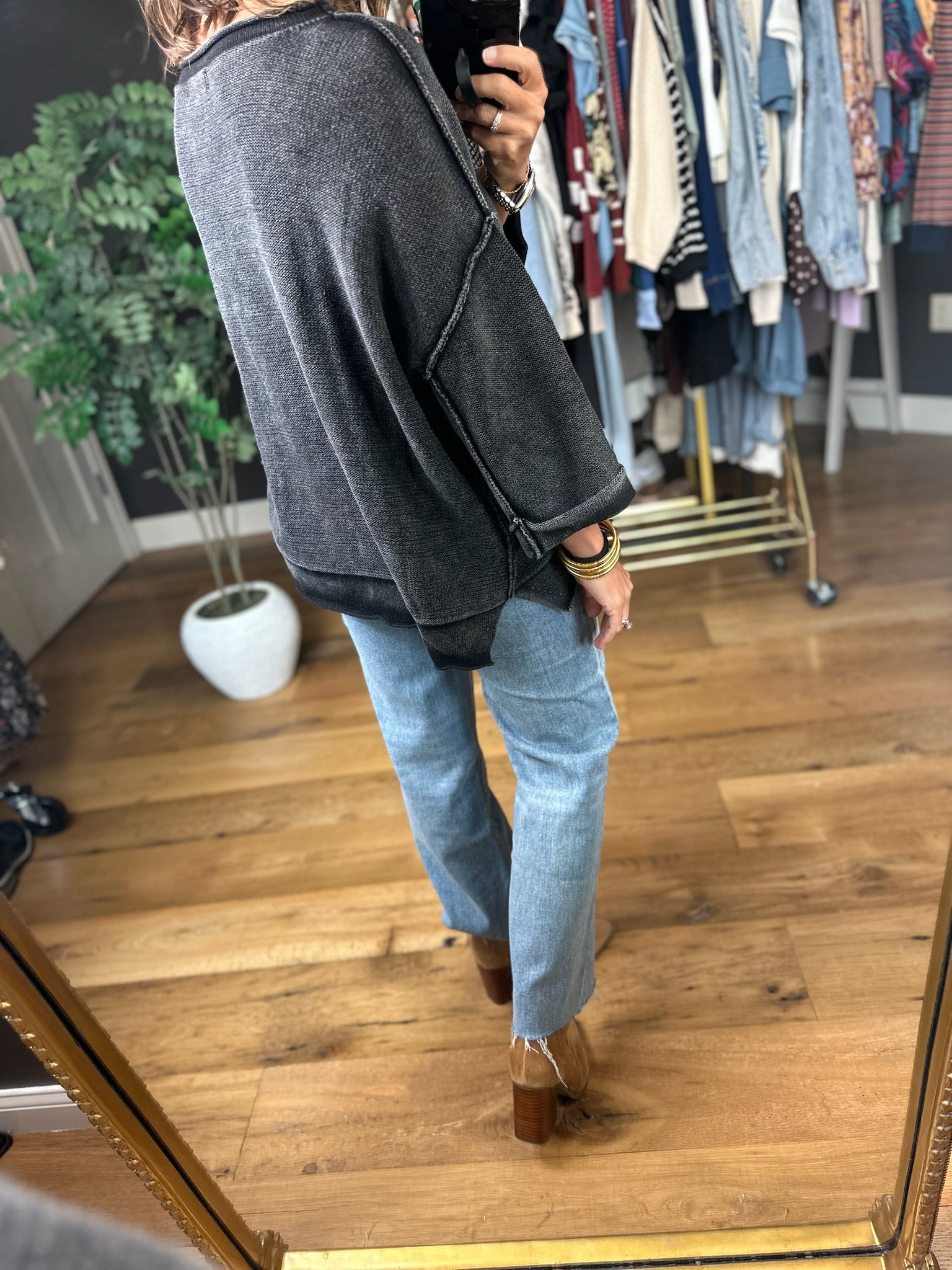 By Midnight Raw Hem Dolman Sweater-Sweaters-Blu Pepper-Anna Kaytes Boutique, Women's Fashion Boutique in Grinnell, Iowa