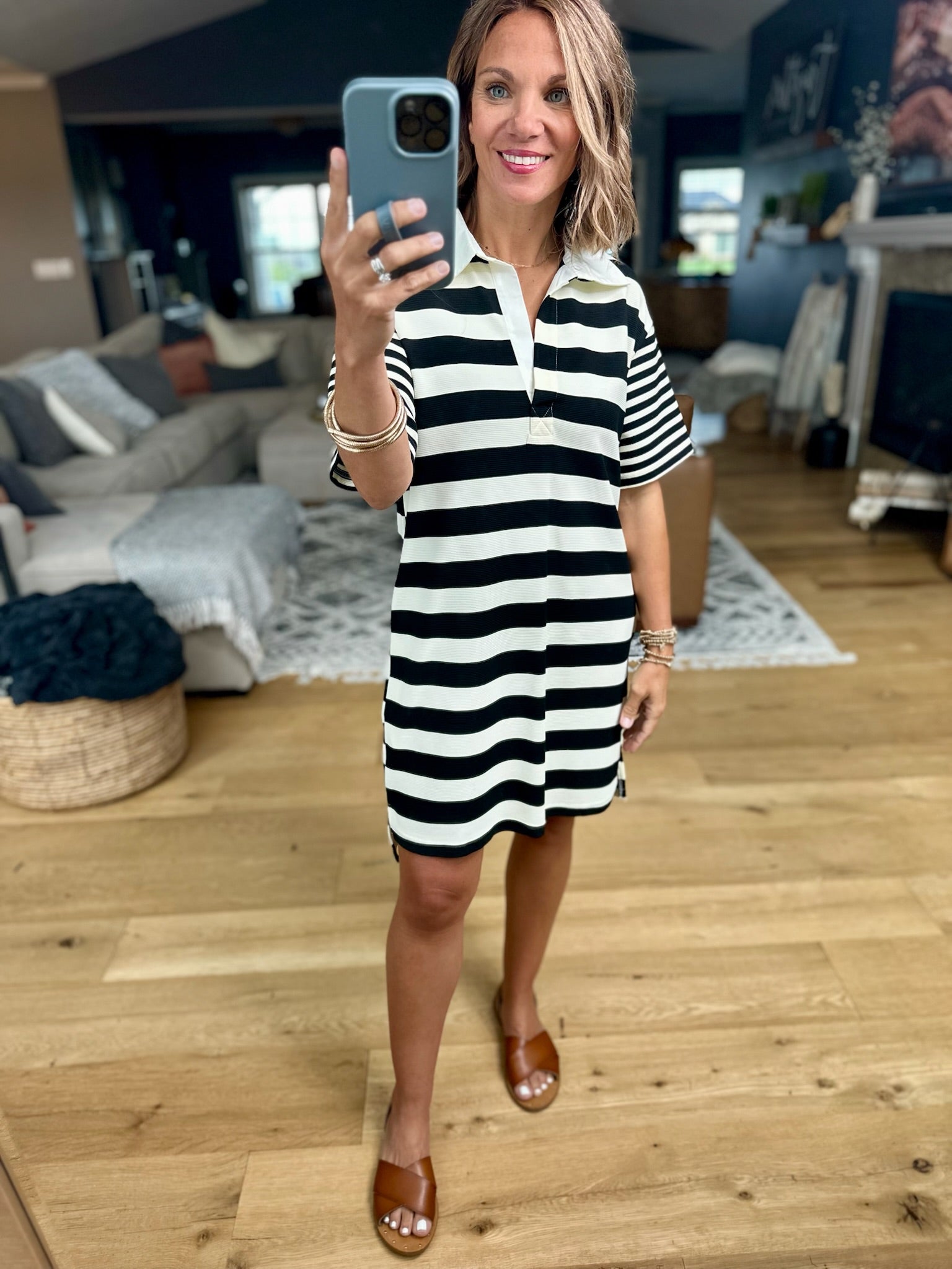 Talk About It Striped Collar Dress-Entro-Anna Kaytes Boutique, Women's Fashion Boutique in Grinnell, Iowa