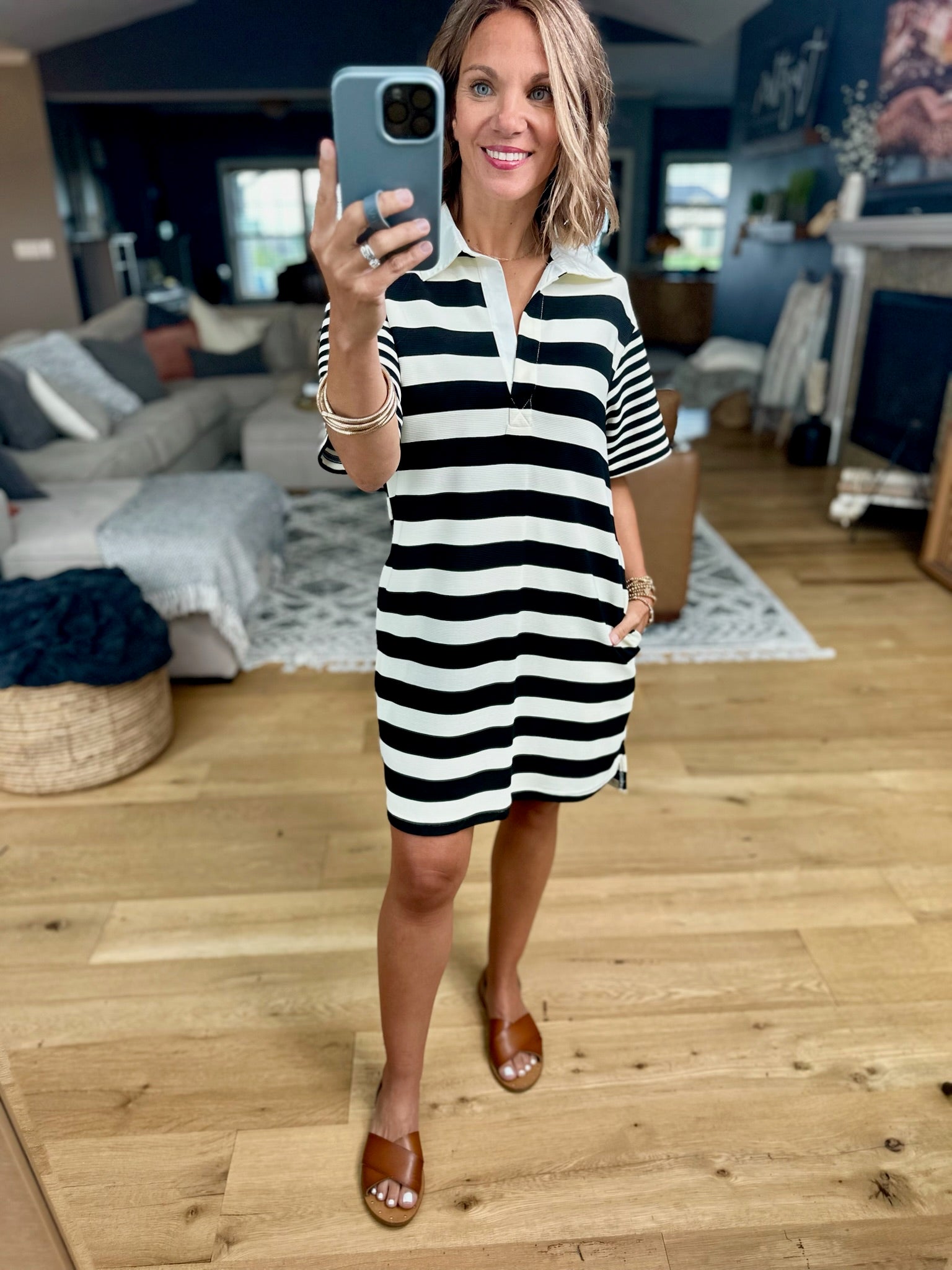 Talk About It Striped Collar Dress-Entro-Anna Kaytes Boutique, Women's Fashion Boutique in Grinnell, Iowa