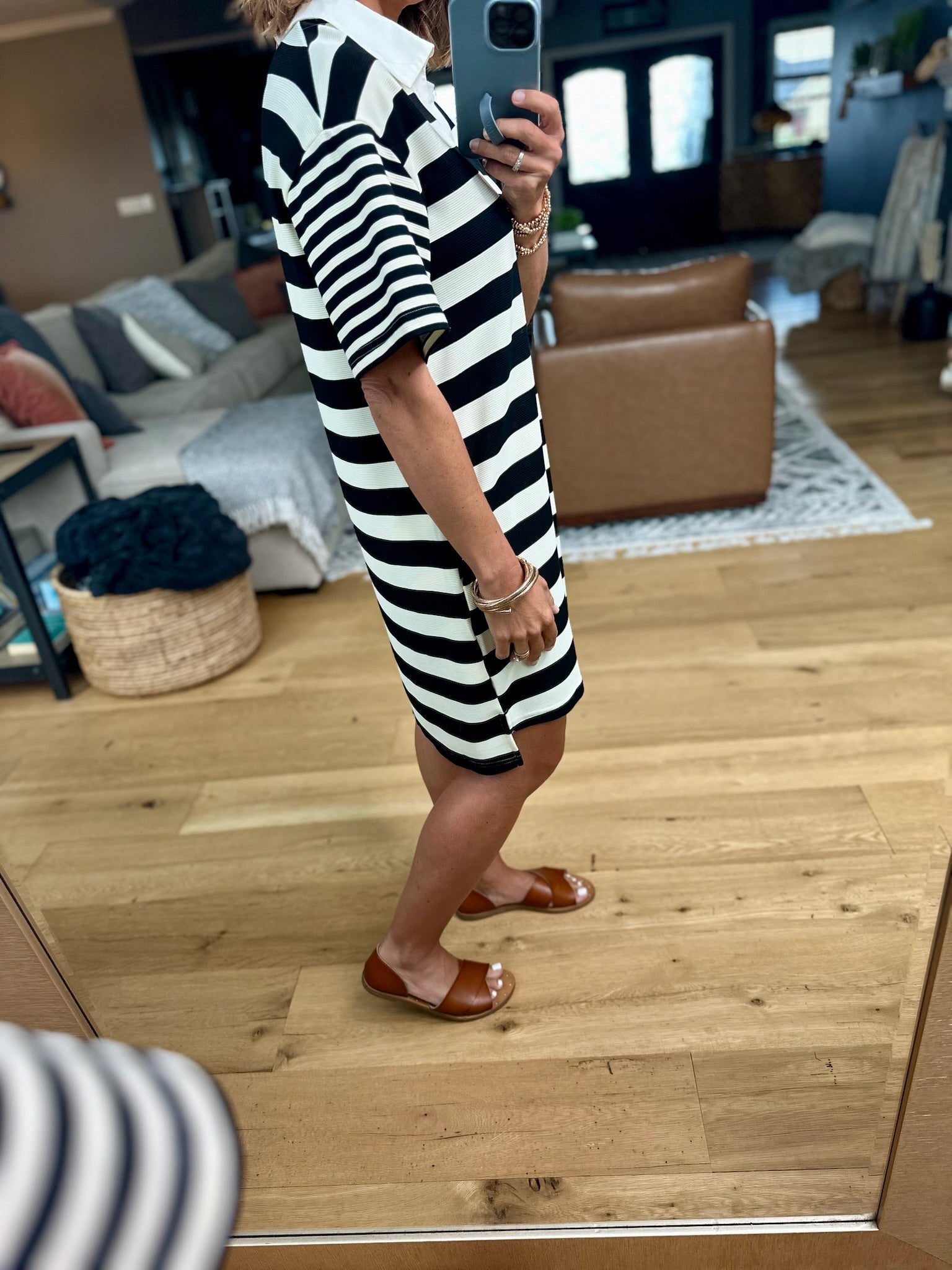 Talk About It Striped Collar Dress-Entro-Anna Kaytes Boutique, Women's Fashion Boutique in Grinnell, Iowa
