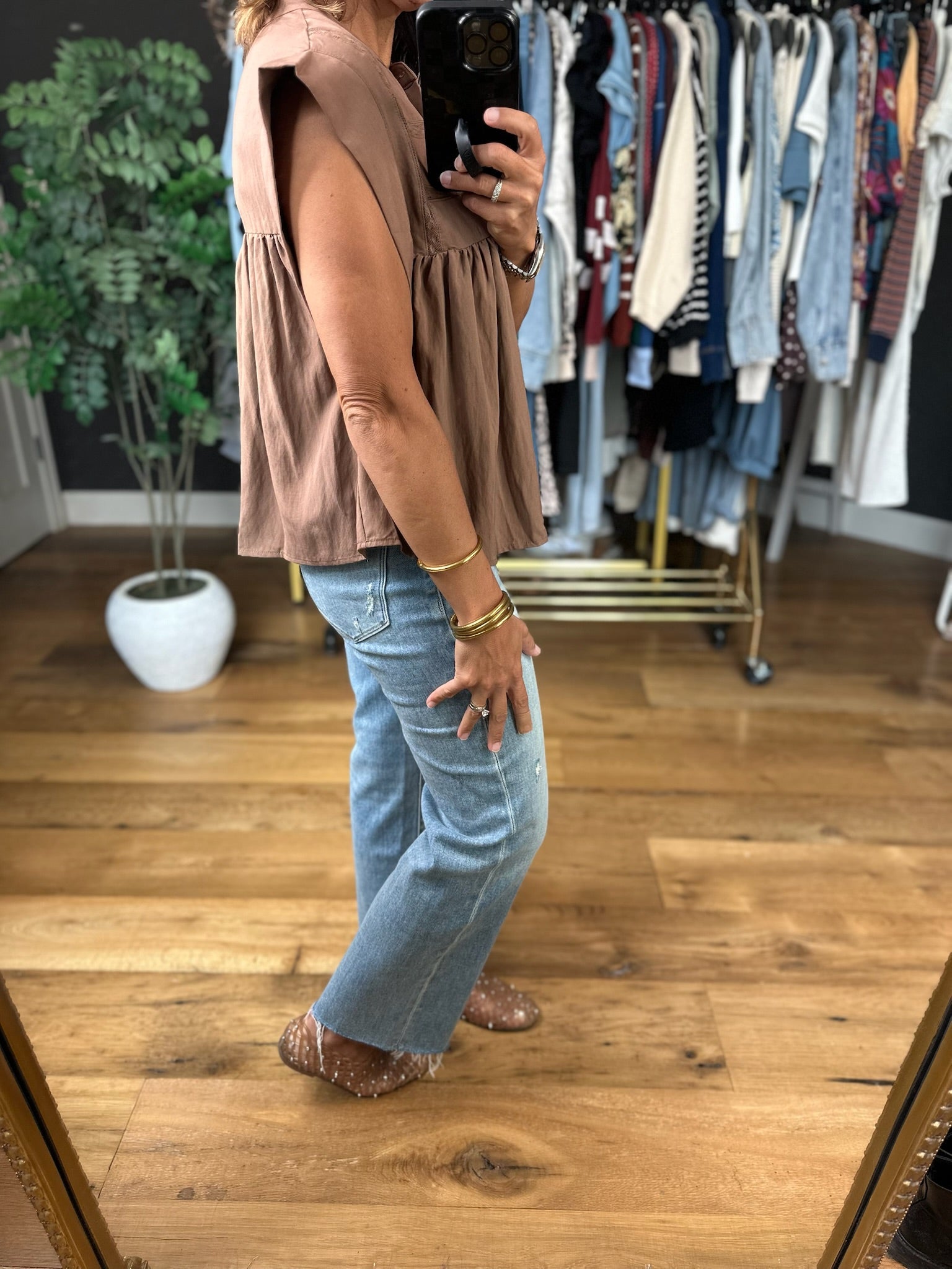 Keep The Peace Eyelet Detail Top-Short Sleeves-She & Sky-Anna Kaytes Boutique, Women's Fashion Boutique in Grinnell, Iowa