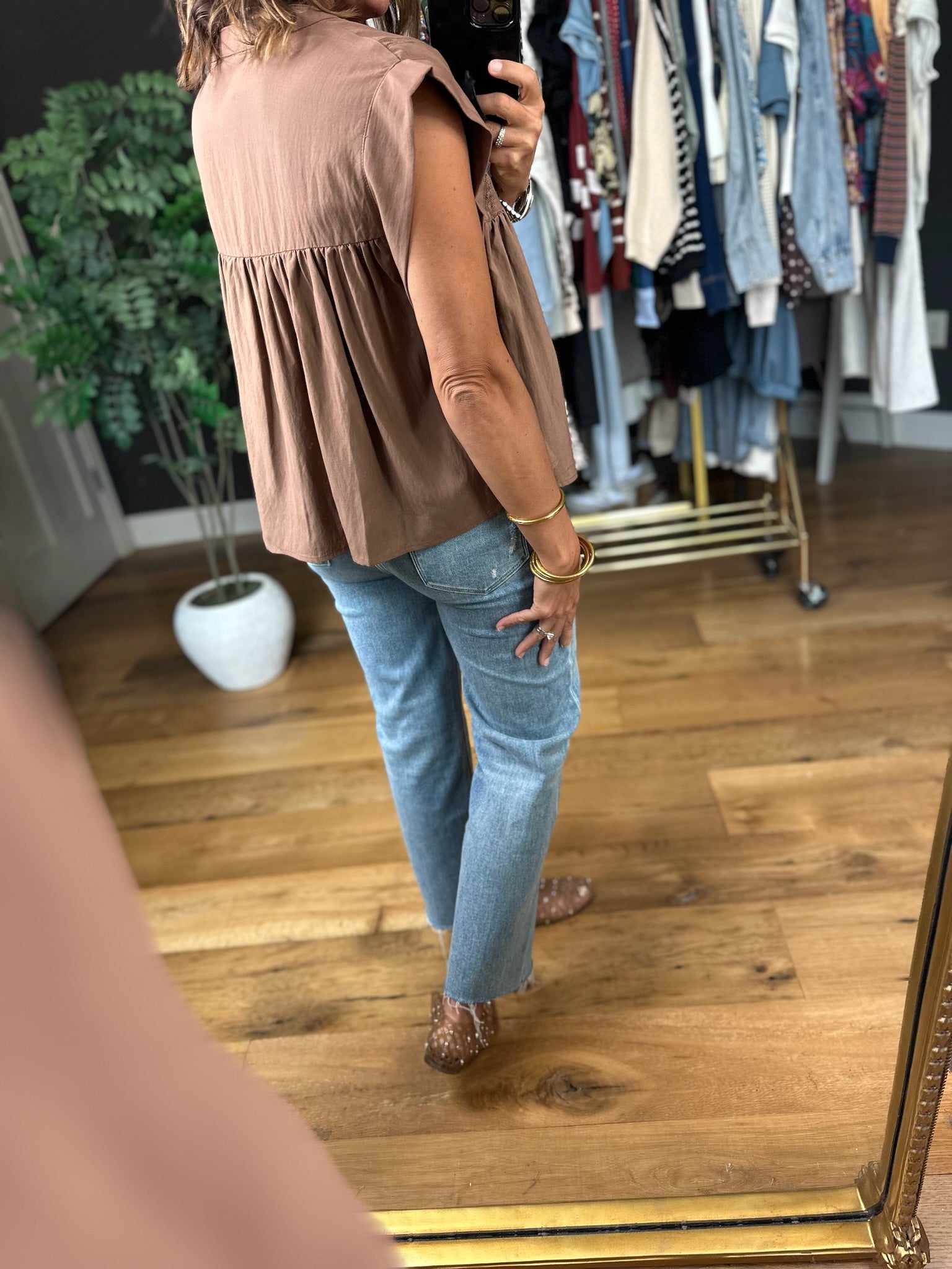 Keep The Peace Eyelet Detail Top-Short Sleeves-She & Sky-Anna Kaytes Boutique, Women's Fashion Boutique in Grinnell, Iowa