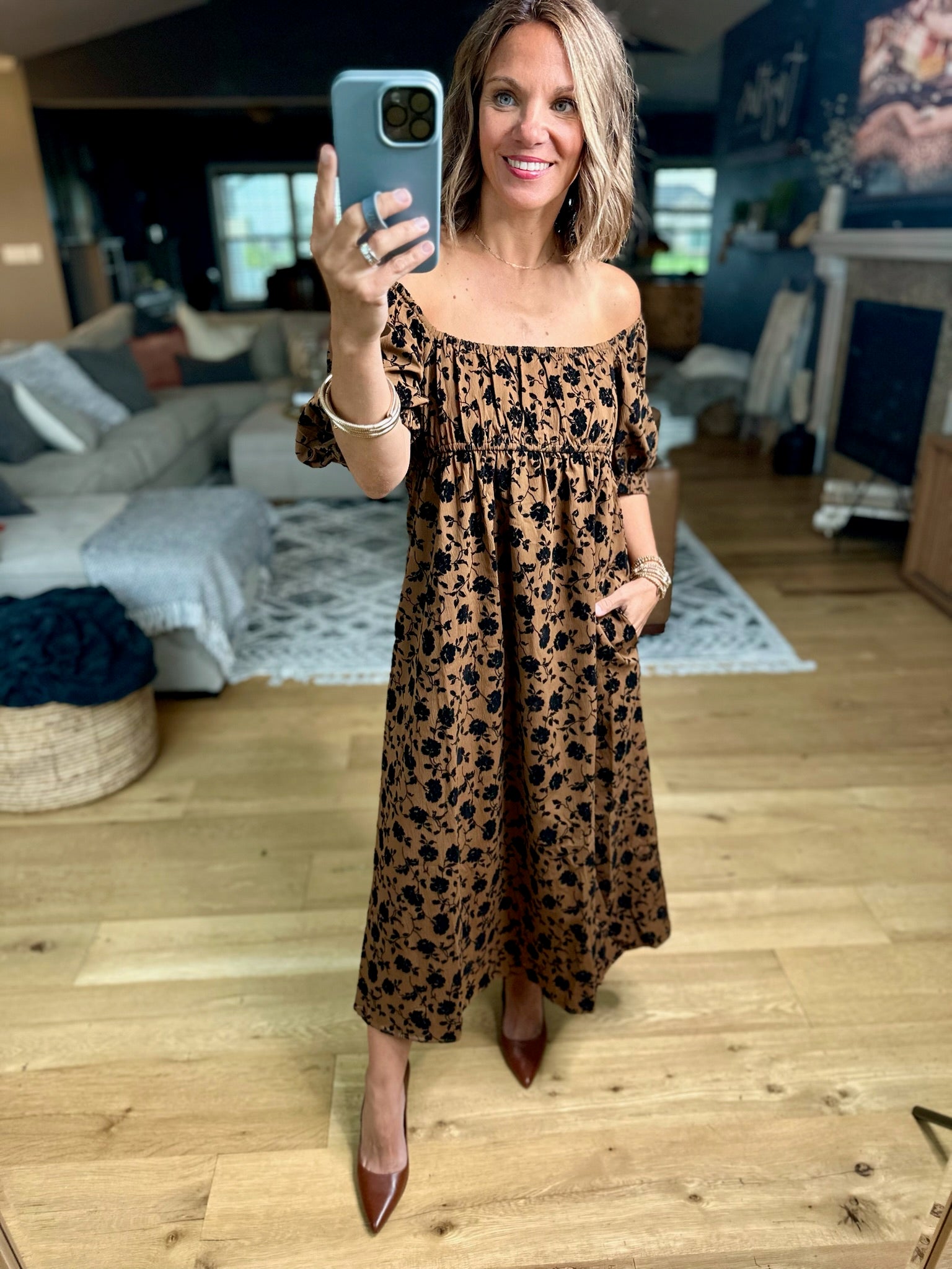 Soon To Be Off-Shoulder Dress-Wishlist-Anna Kaytes Boutique, Women's Fashion Boutique in Grinnell, Iowa