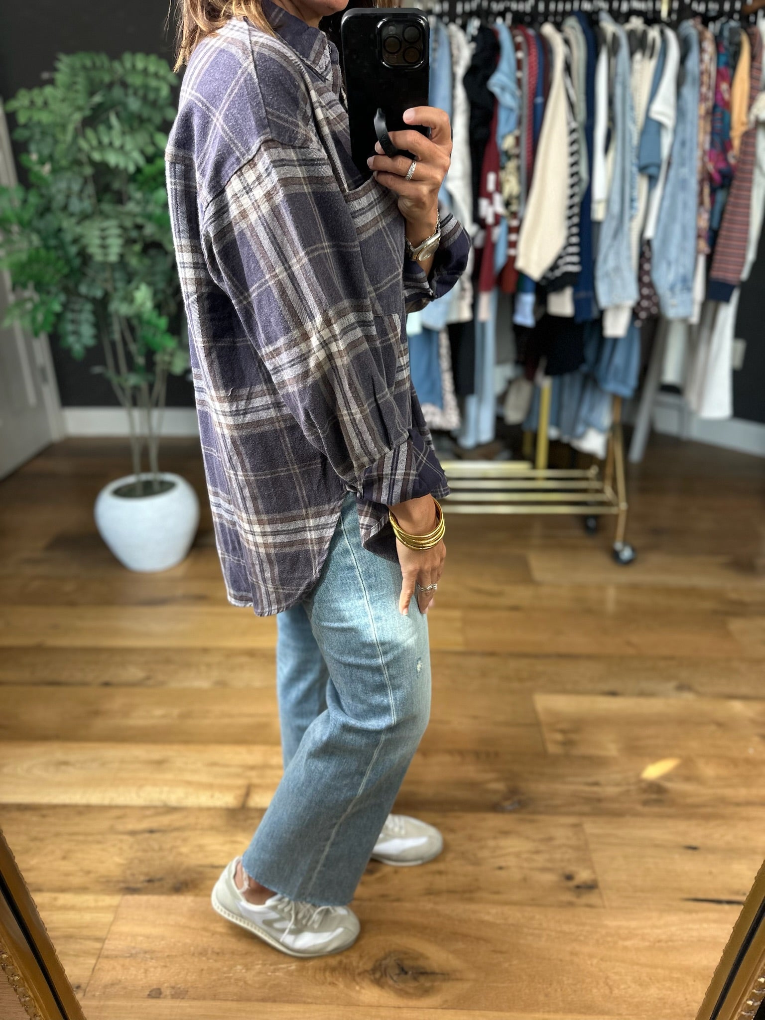 Fully Invested Plaid Button-Down Top-Long Sleeves-Blu Pepper-Anna Kaytes Boutique, Women's Fashion Boutique in Grinnell, Iowa