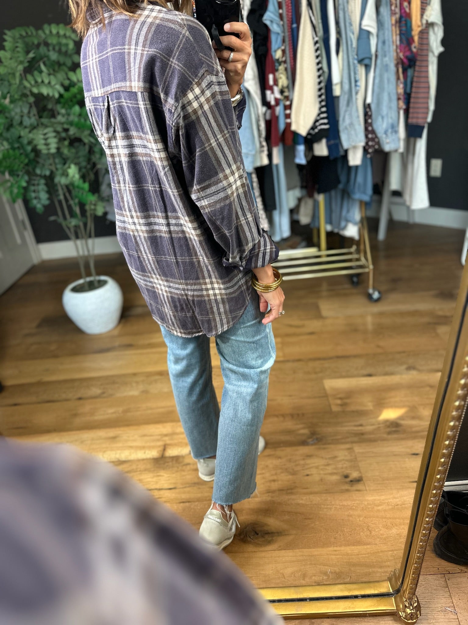 Fully Invested Plaid Button-Down Top-Long Sleeves-Blu Pepper-Anna Kaytes Boutique, Women's Fashion Boutique in Grinnell, Iowa