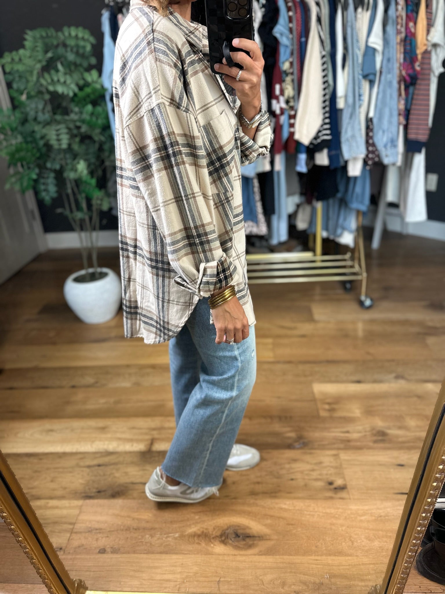 Fully Invested Plaid Button-Down Top-Long Sleeves-Blu Pepper-Anna Kaytes Boutique, Women's Fashion Boutique in Grinnell, Iowa