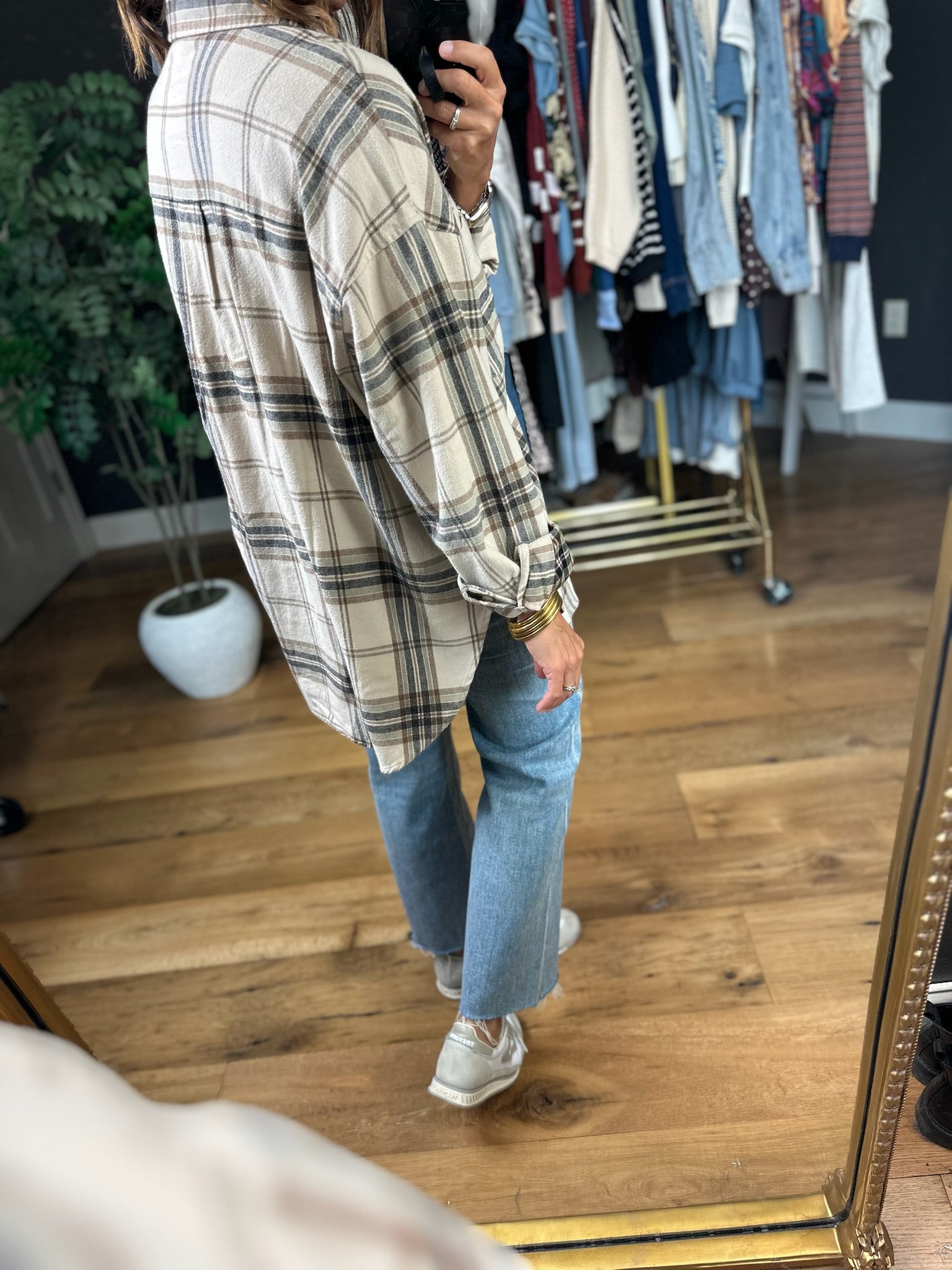 Fully Invested Plaid Button-Down Top-Long Sleeves-Blu Pepper-Anna Kaytes Boutique, Women's Fashion Boutique in Grinnell, Iowa
