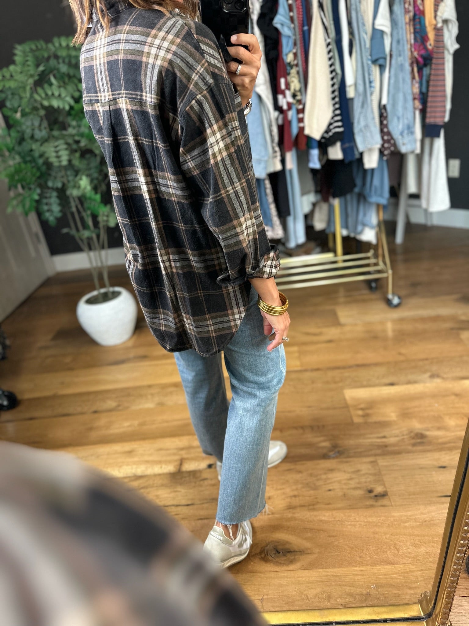 Fully Invested Plaid Button-Down Top-Long Sleeves-Blu Pepper-Anna Kaytes Boutique, Women's Fashion Boutique in Grinnell, Iowa