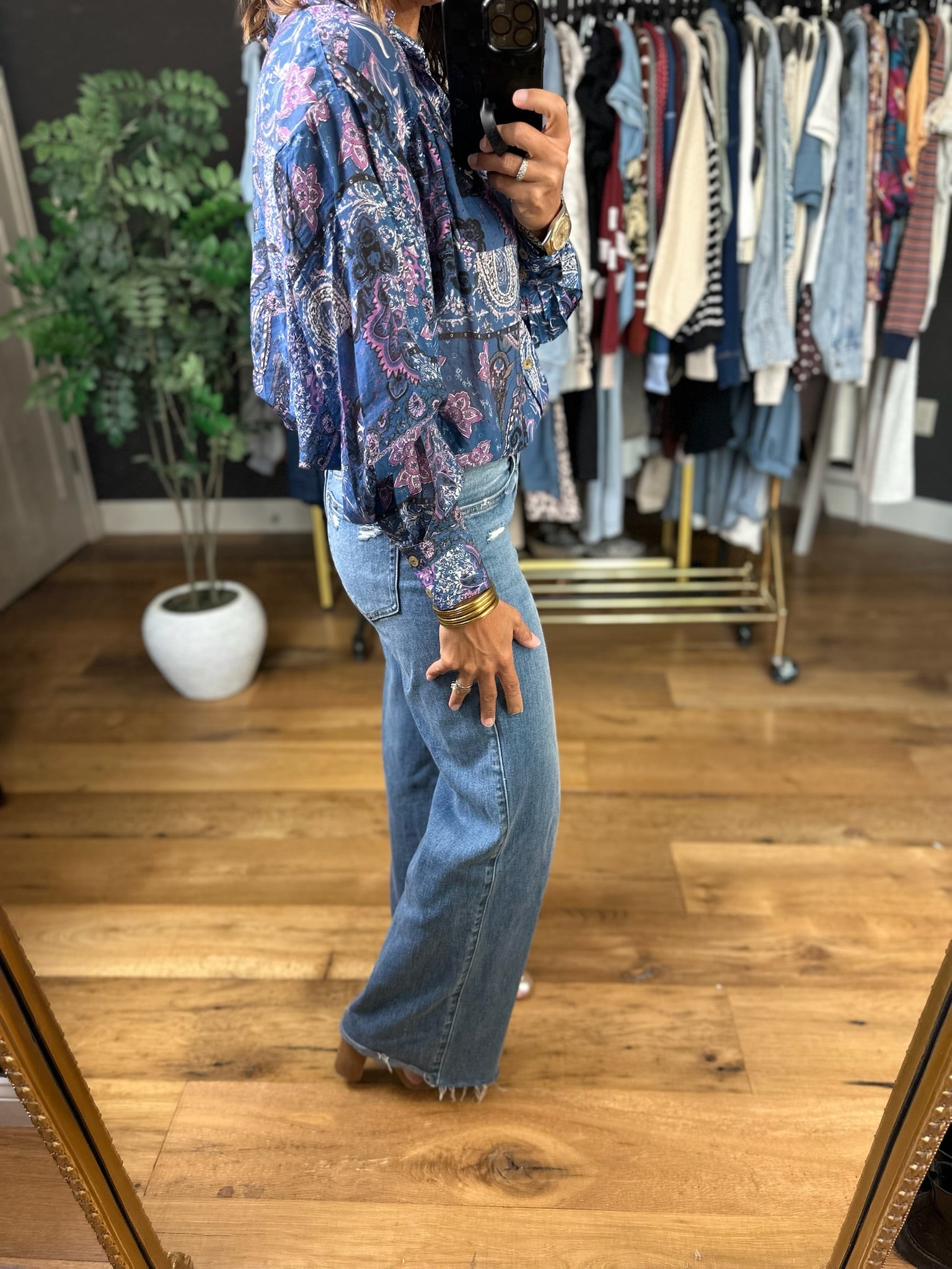 New Directions Button-Down Top-Long Sleeves-ee:some-Anna Kaytes Boutique, Women's Fashion Boutique in Grinnell, Iowa