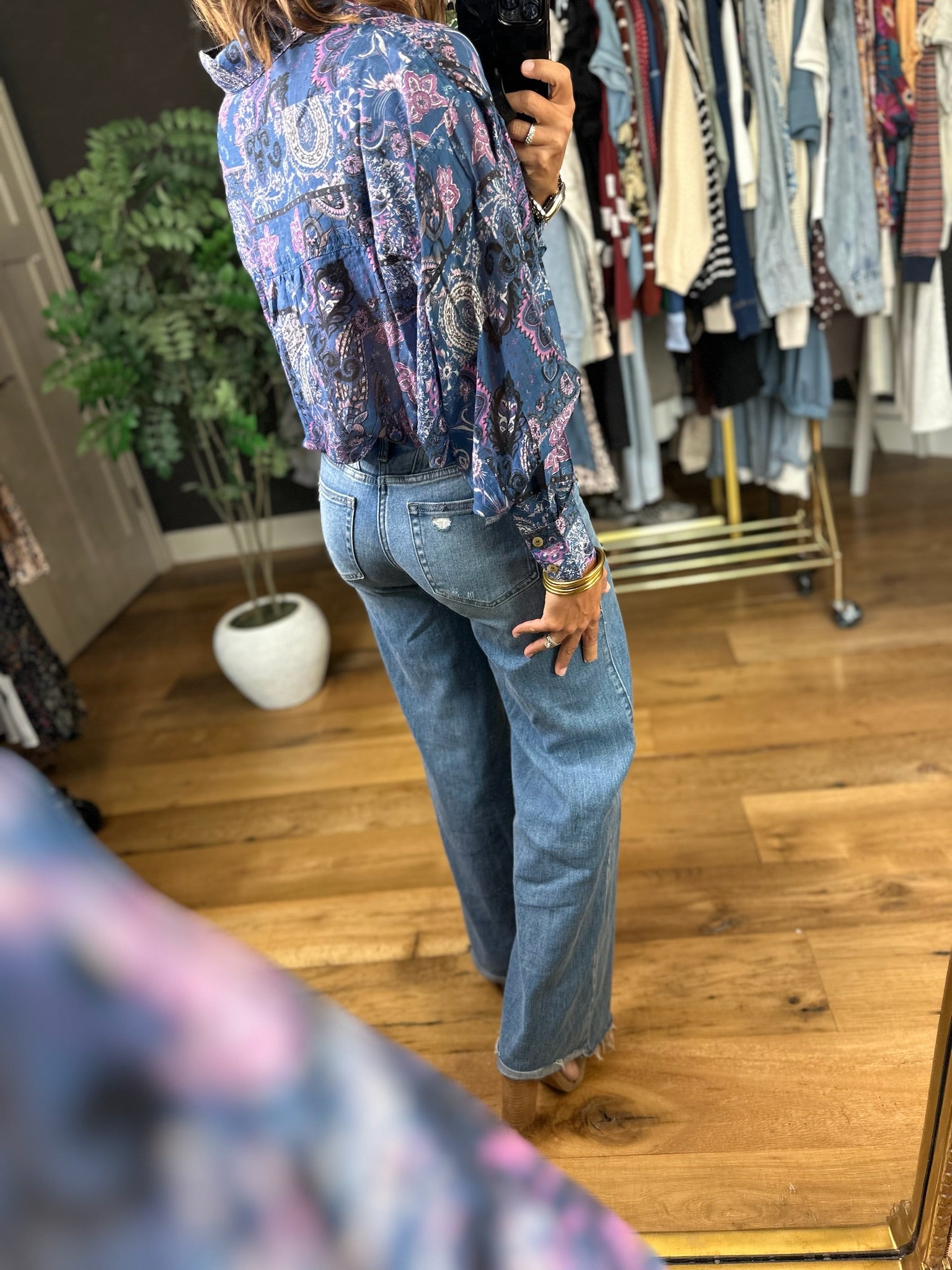 New Directions Button-Down Top-Long Sleeves-ee:some-Anna Kaytes Boutique, Women's Fashion Boutique in Grinnell, Iowa