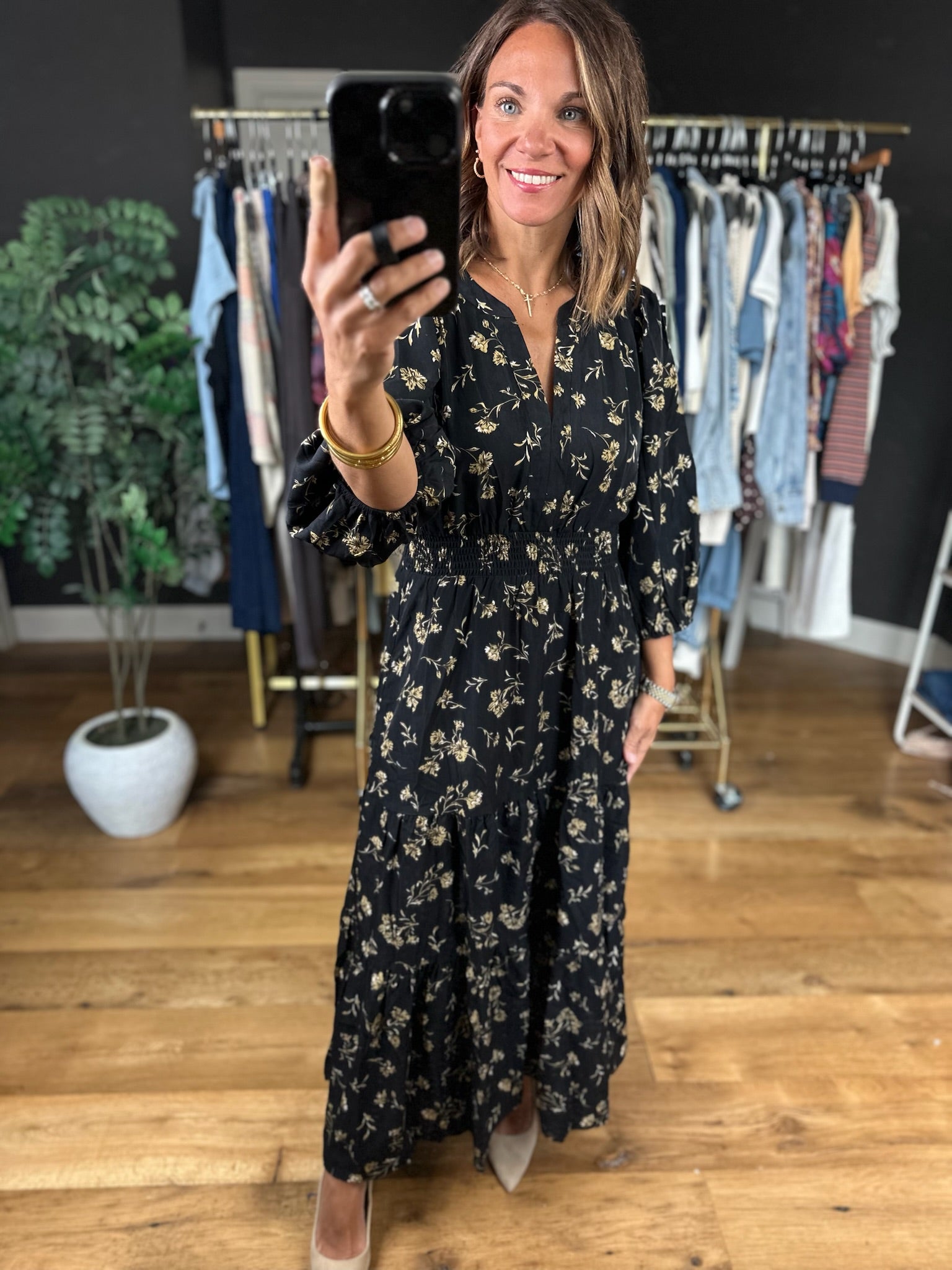 Crisp Air Floral Maxi Dress-Dresses-She & Sky-Anna Kaytes Boutique, Women's Fashion Boutique in Grinnell, Iowa