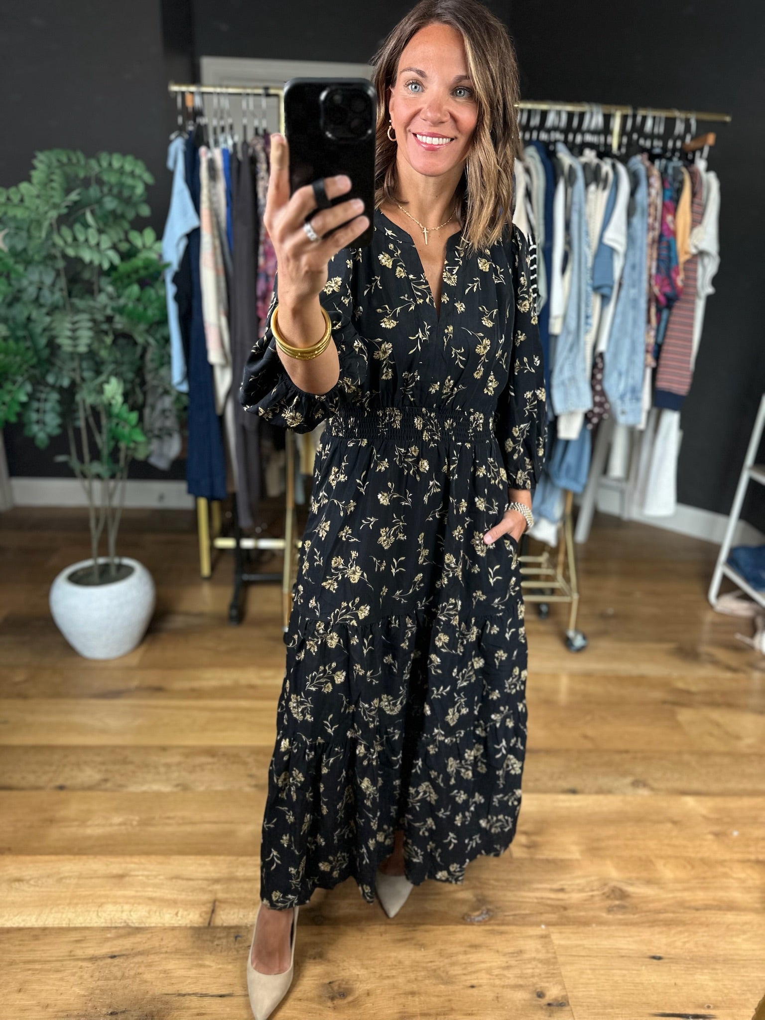 Crisp Air Floral Maxi Dress-Dresses-She & Sky-Anna Kaytes Boutique, Women's Fashion Boutique in Grinnell, Iowa