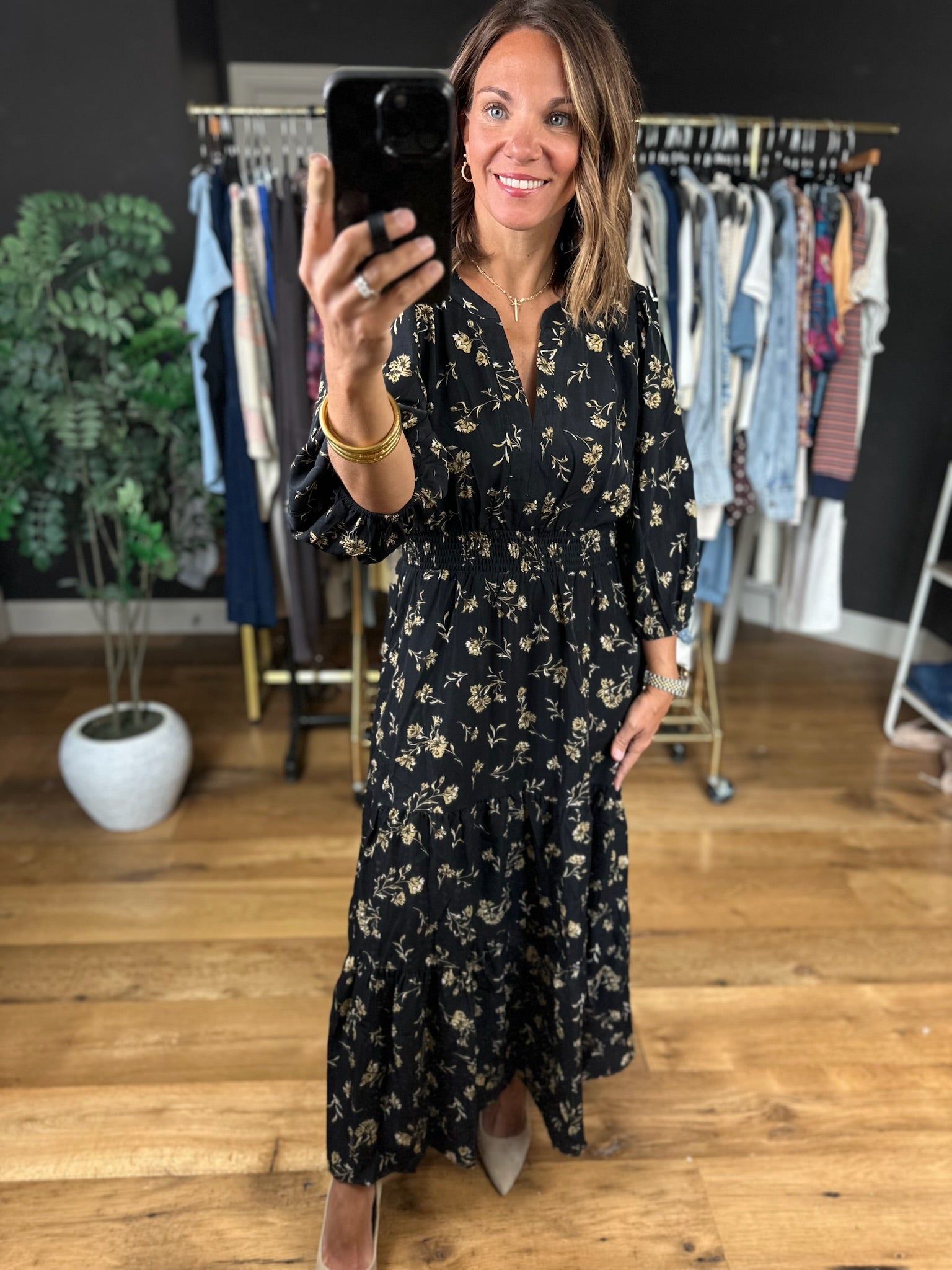 Crisp Air Floral Maxi Dress-Dresses-She & Sky-Anna Kaytes Boutique, Women's Fashion Boutique in Grinnell, Iowa
