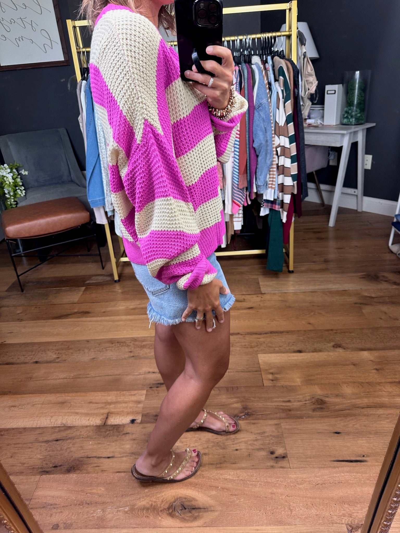 Set the Record Striped Boxy Knit Sweater - Multiple Options-La Miel-Anna Kaytes Boutique, Women's Fashion Boutique in Grinnell, Iowa