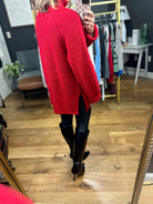 A Moment To Treasure Turtleneck Sweater - Red Knit-Skies Are Blue-Anna Kaytes Boutique, Women's Fashion Boutique in Grinnell, Iowa