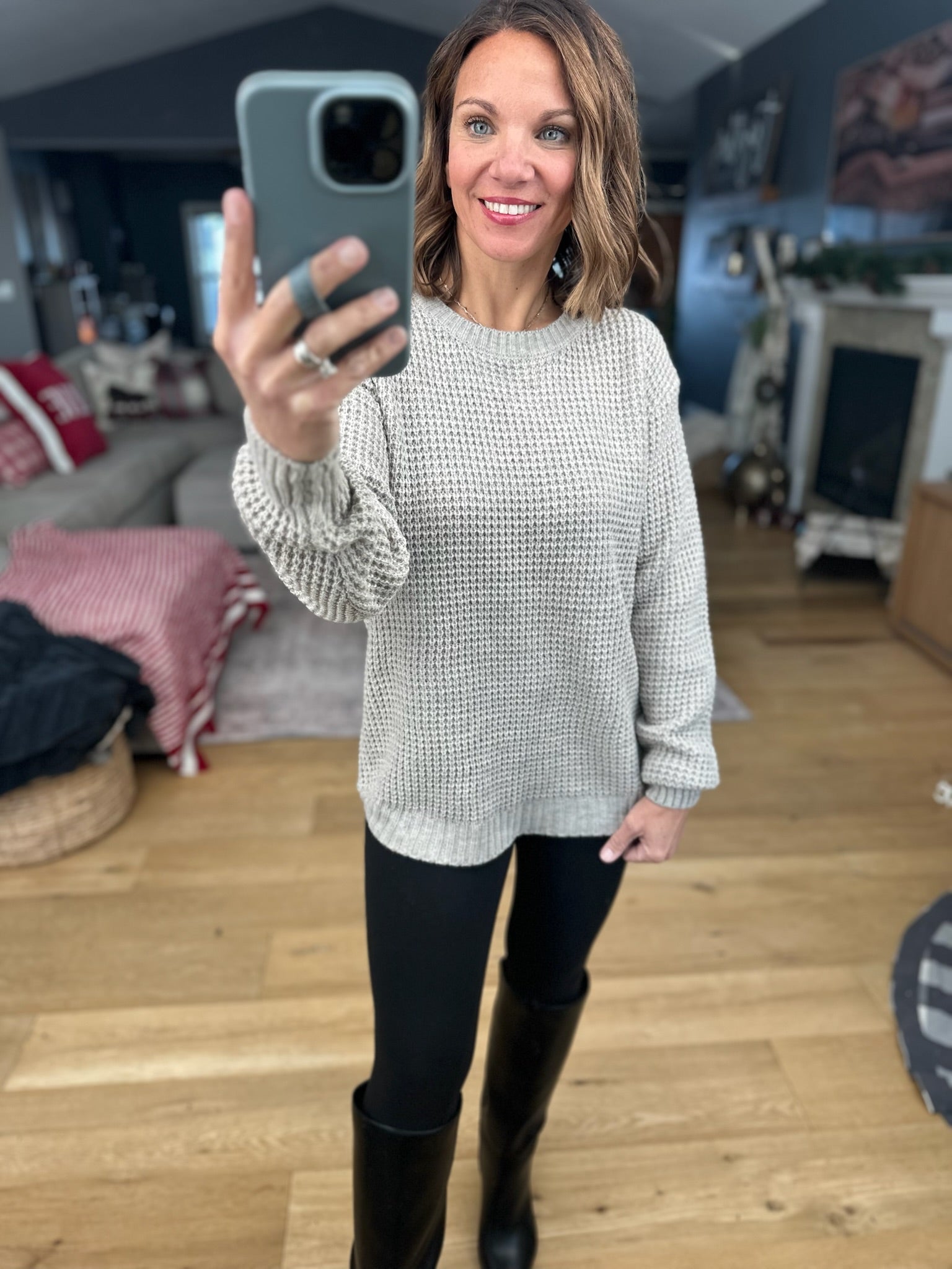 Off The Hook Classic Knit Crew Sweater-Sweaters-Zenana-Anna Kaytes Boutique, Women's Fashion Boutique in Grinnell, Iowa