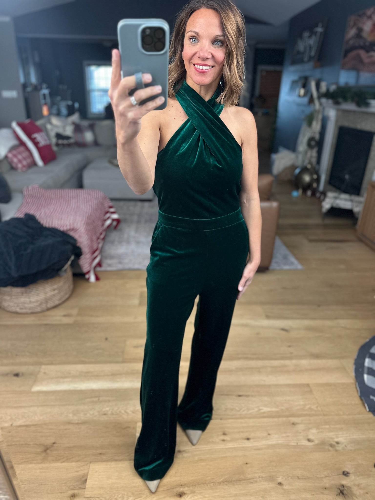 This Season Velvet Jumpsuit-Jumpsuits-Skies Are Blue-Anna Kaytes Boutique, Women's Fashion Boutique in Grinnell, Iowa