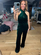 This Season Velvet Jumpsuit-Jumpsuits-Skies Are Blue-Anna Kaytes Boutique, Women's Fashion Boutique in Grinnell, Iowa