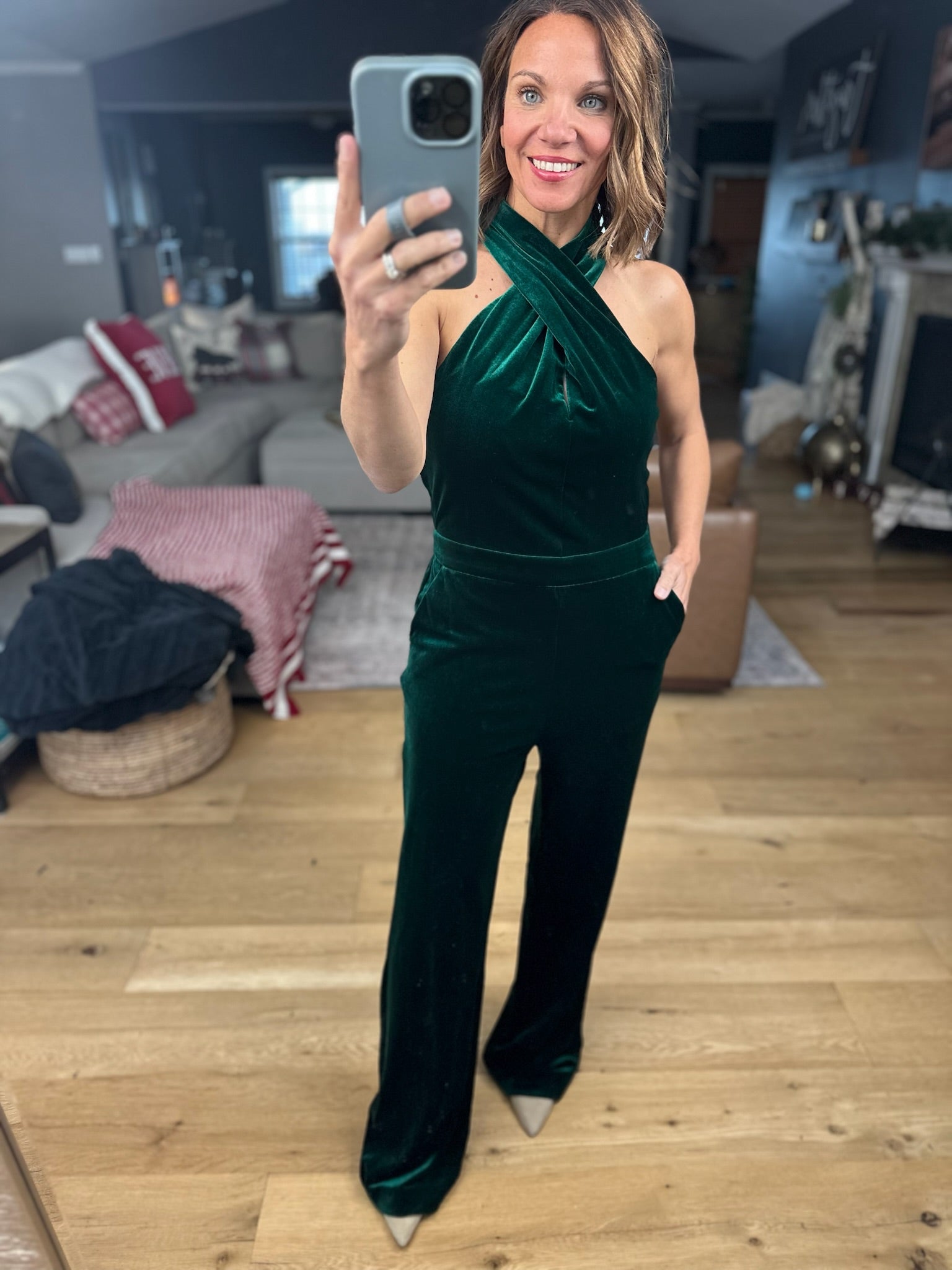 This Season Velvet Jumpsuit-Jumpsuits-Skies Are Blue-Anna Kaytes Boutique, Women's Fashion Boutique in Grinnell, Iowa