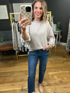 Coming Together Corded 3/4 Sleeve Top - Oatmeal-Jodifl-Anna Kaytes Boutique, Women's Fashion Boutique in Grinnell, Iowa