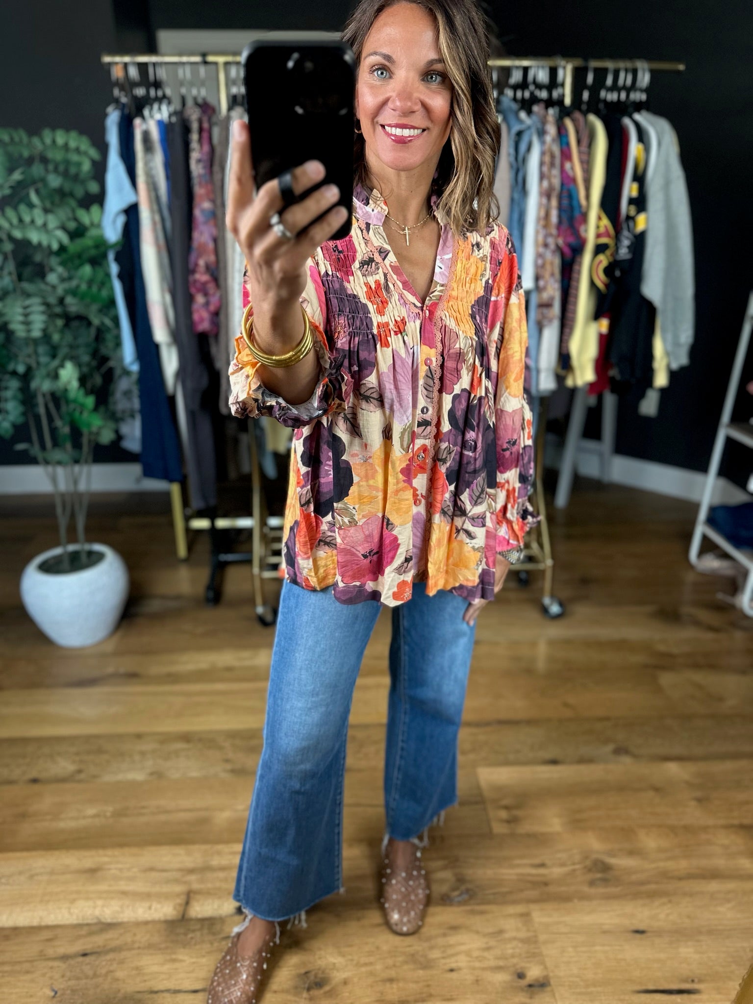 Learn The Truth Floral Top-Long Sleeves-Umgee-Anna Kaytes Boutique, Women's Fashion Boutique in Grinnell, Iowa