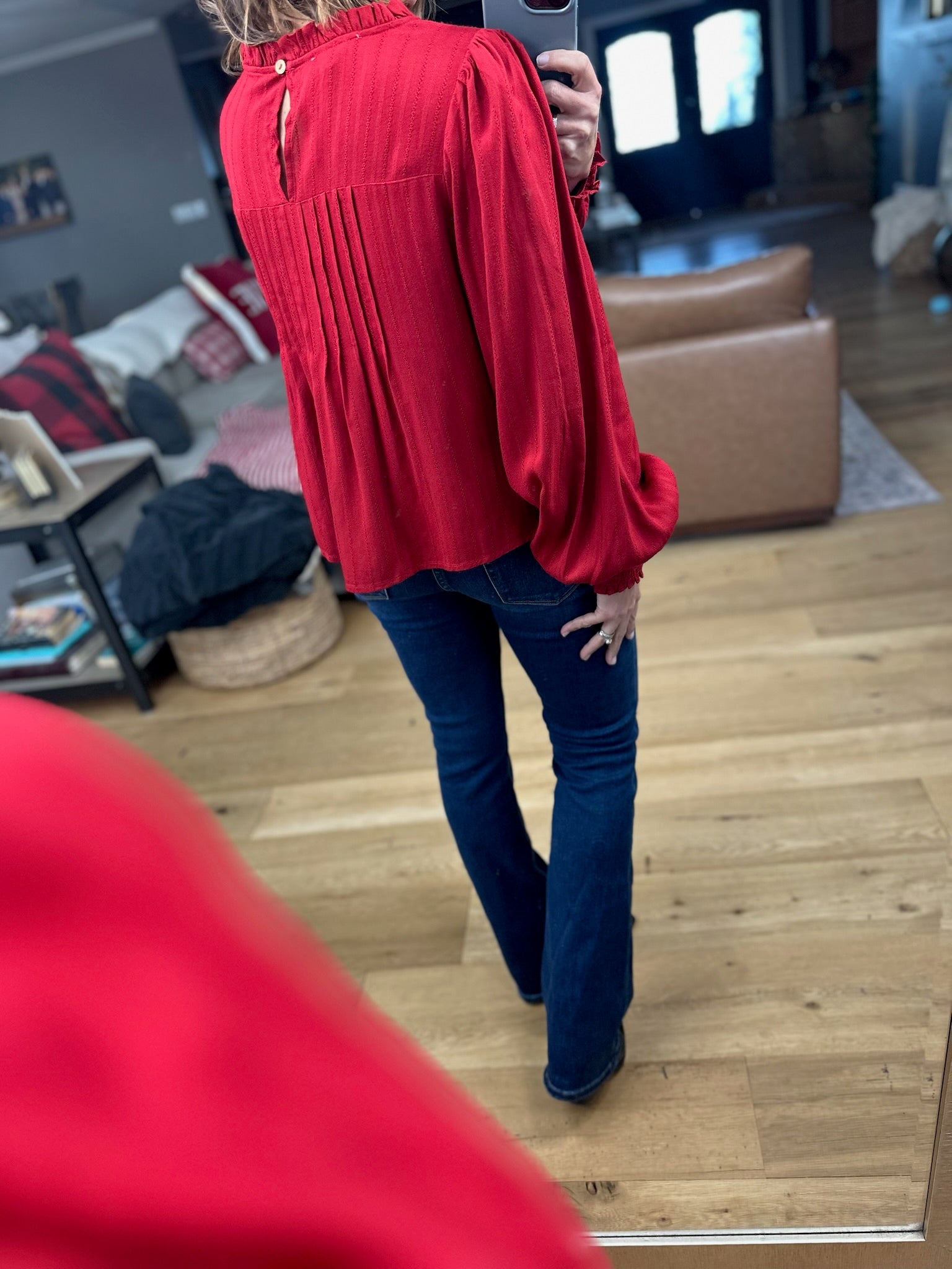 Cheers To You Pleated Top-Long Sleeves-Anniewear-Anna Kaytes Boutique, Women's Fashion Boutique in Grinnell, Iowa
