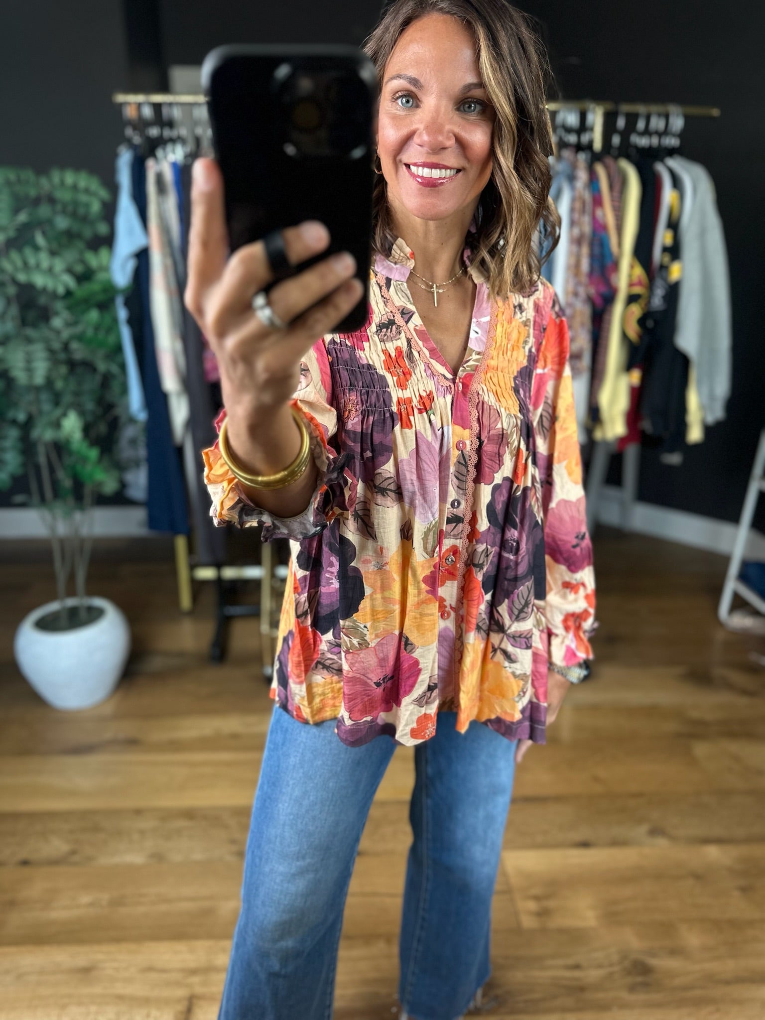 Learn The Truth Floral Top-Long Sleeves-Umgee-Anna Kaytes Boutique, Women's Fashion Boutique in Grinnell, Iowa