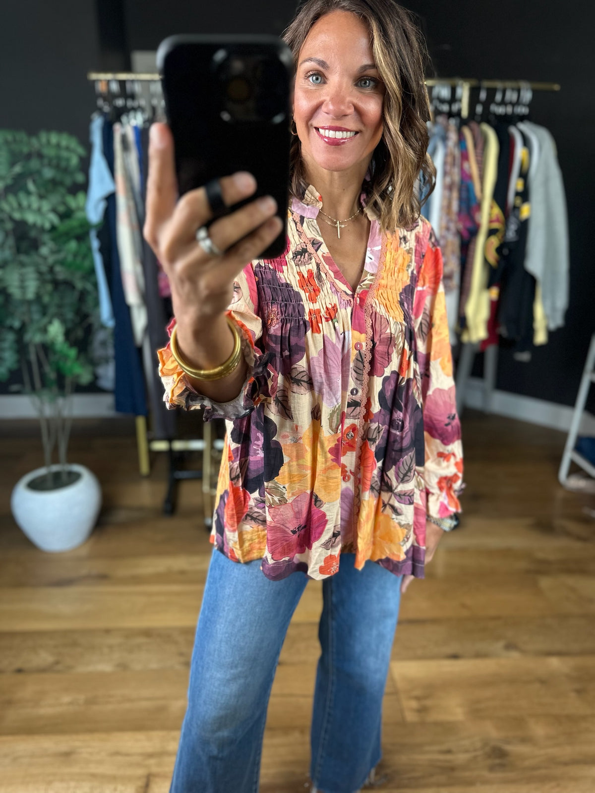 Learn The Truth Floral Top-Long Sleeves-Umgee-Anna Kaytes Boutique, Women's Fashion Boutique in Grinnell, Iowa