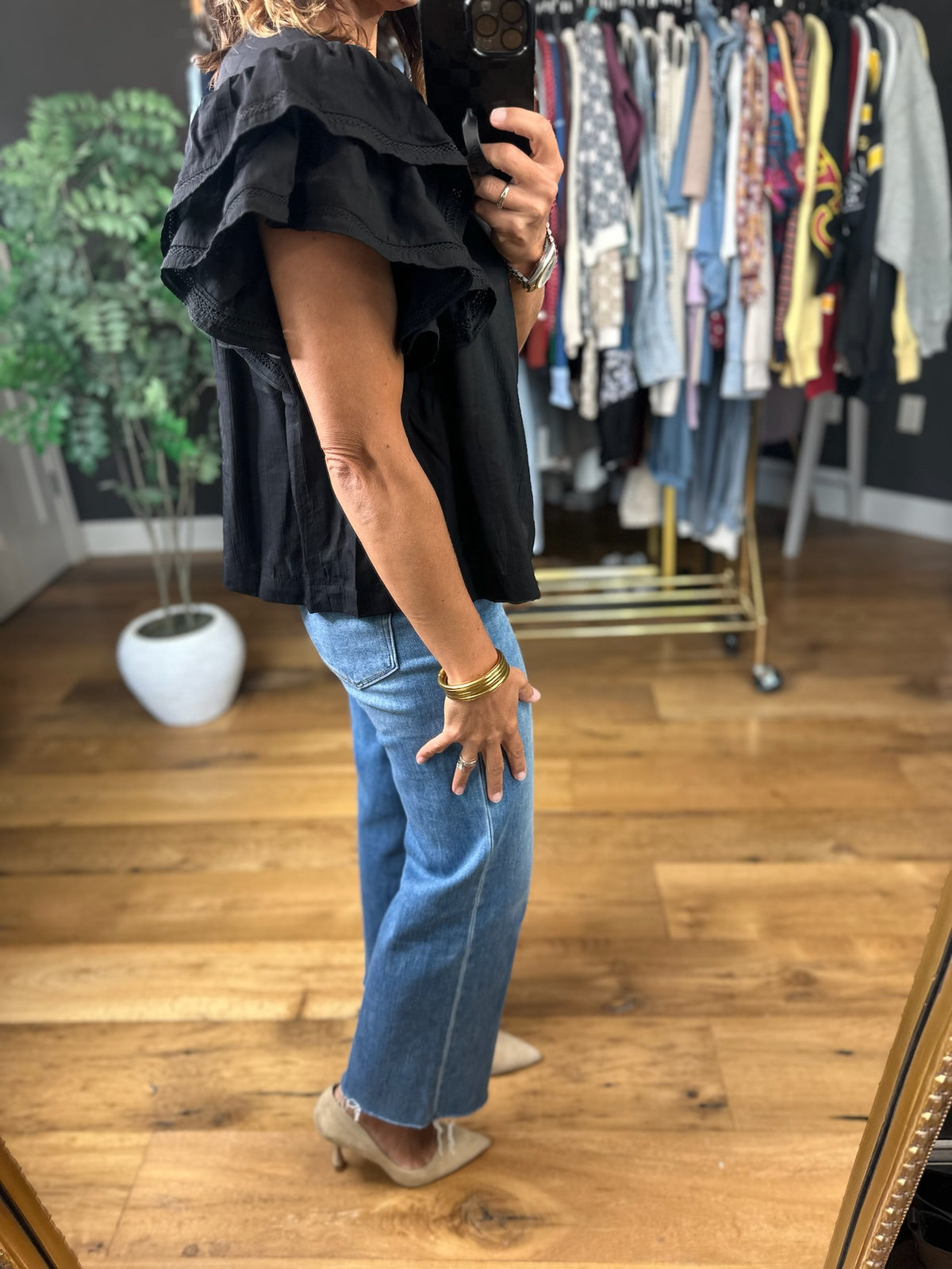 Another Side Of You Flutter-Sleeve Top-Short Sleeves-ee:some-Anna Kaytes Boutique, Women's Fashion Boutique in Grinnell, Iowa