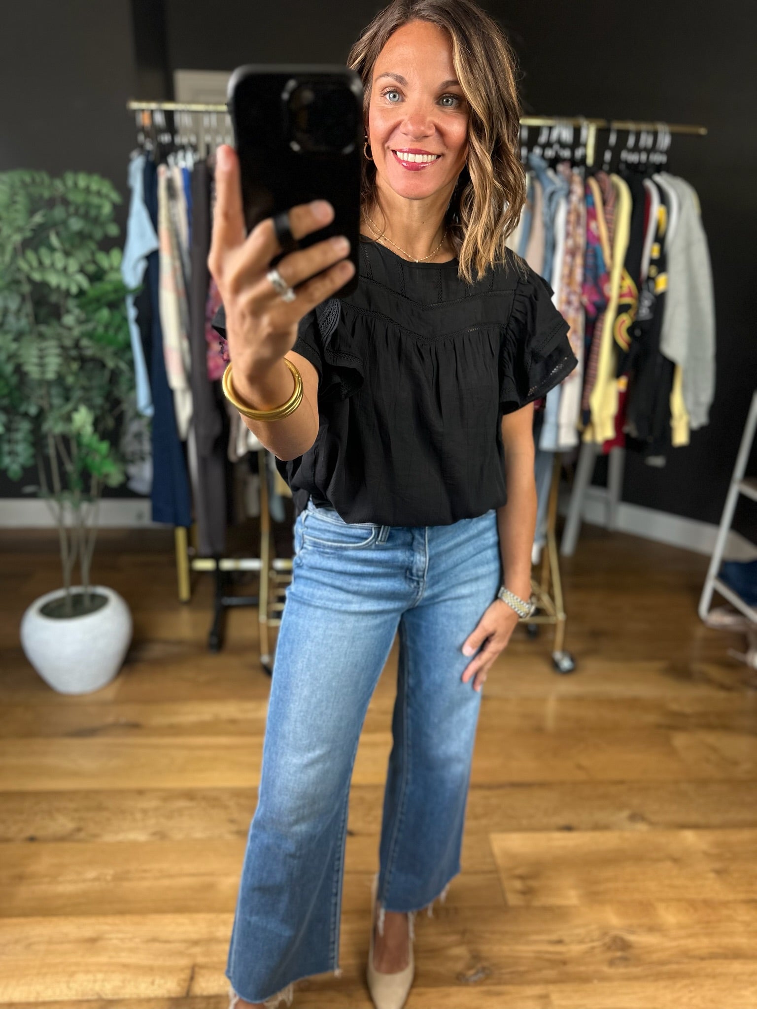 Another Side Of You Flutter-Sleeve Top-Short Sleeves-ee:some-Anna Kaytes Boutique, Women's Fashion Boutique in Grinnell, Iowa