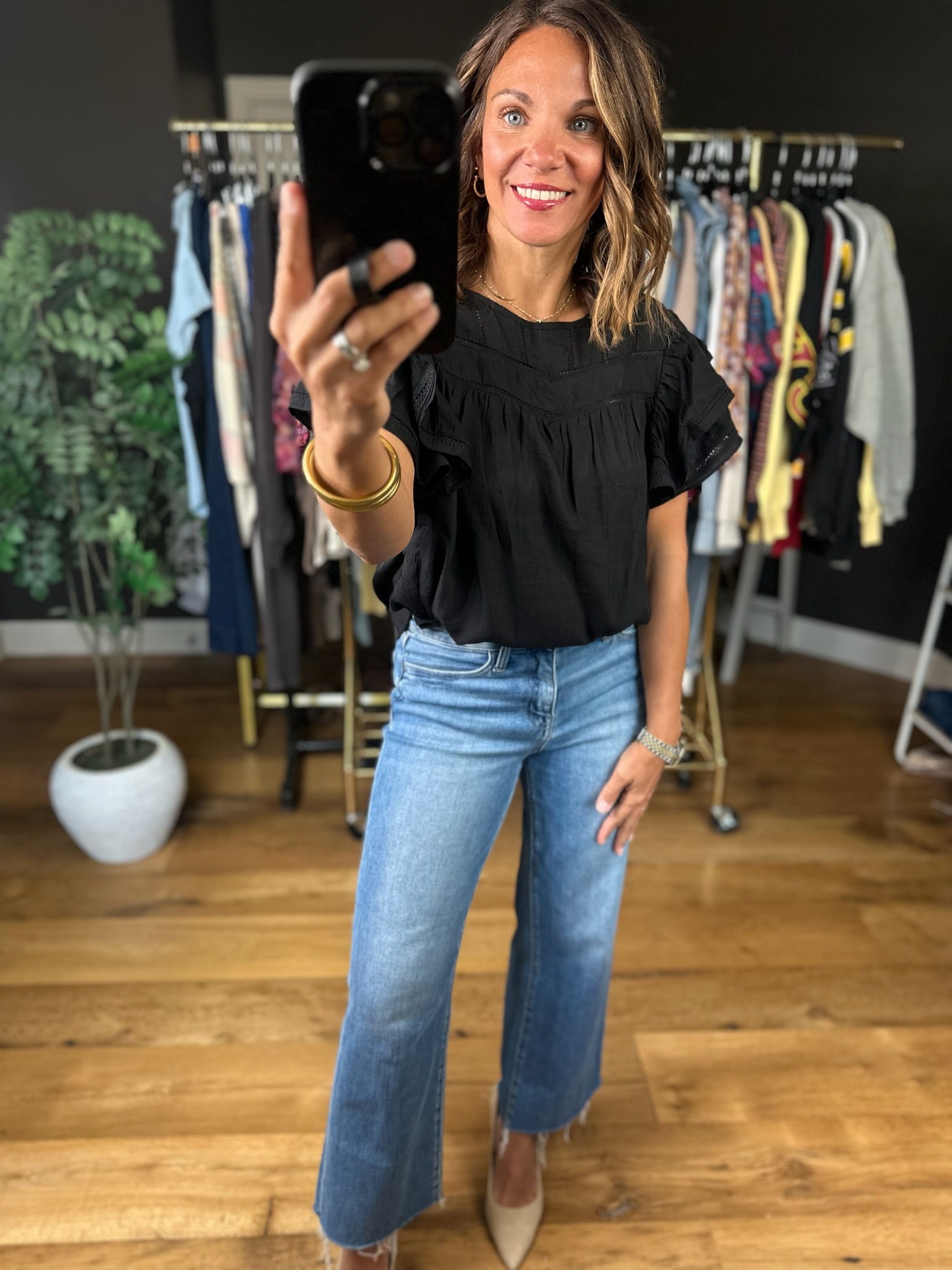 Another Side Of You Flutter-Sleeve Top-Short Sleeves-ee:some-Anna Kaytes Boutique, Women's Fashion Boutique in Grinnell, Iowa
