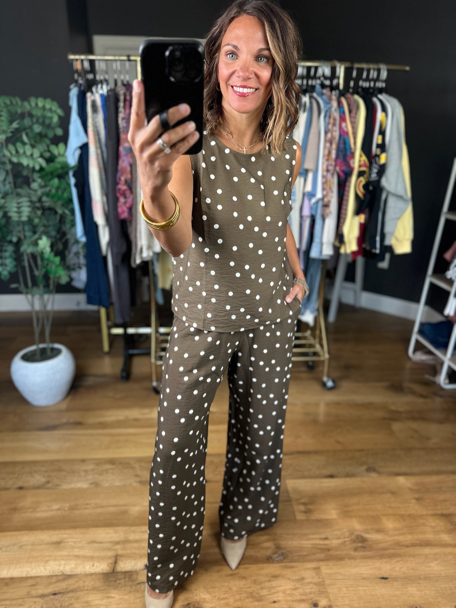 Has To Be You Polka Dot 2-Piece Set-Sleeveless-She & Sky-Anna Kaytes Boutique, Women's Fashion Boutique in Grinnell, Iowa