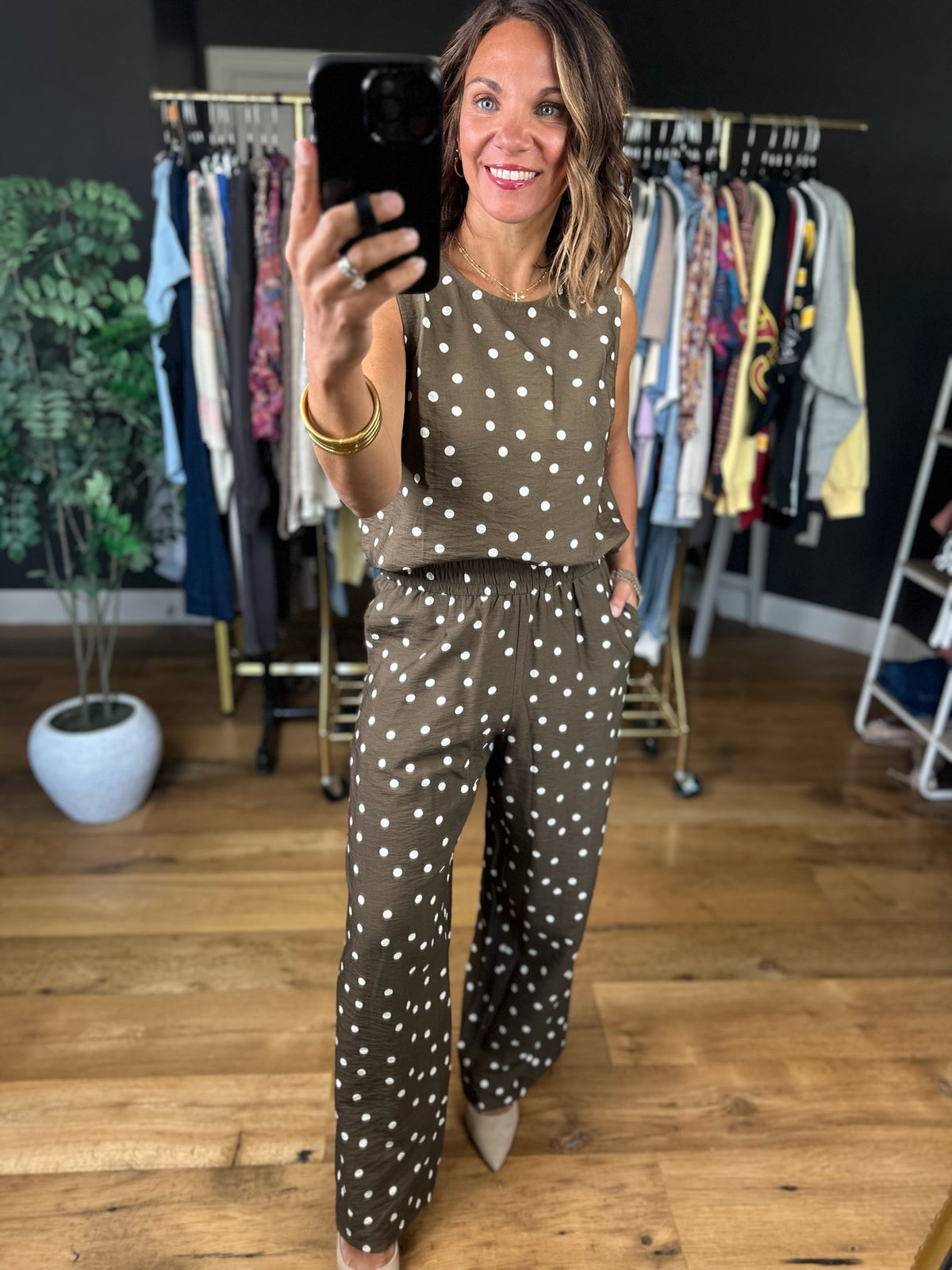 Has To Be You Polka Dot 2-Piece Set-Sleeveless-She & Sky-Anna Kaytes Boutique, Women's Fashion Boutique in Grinnell, Iowa