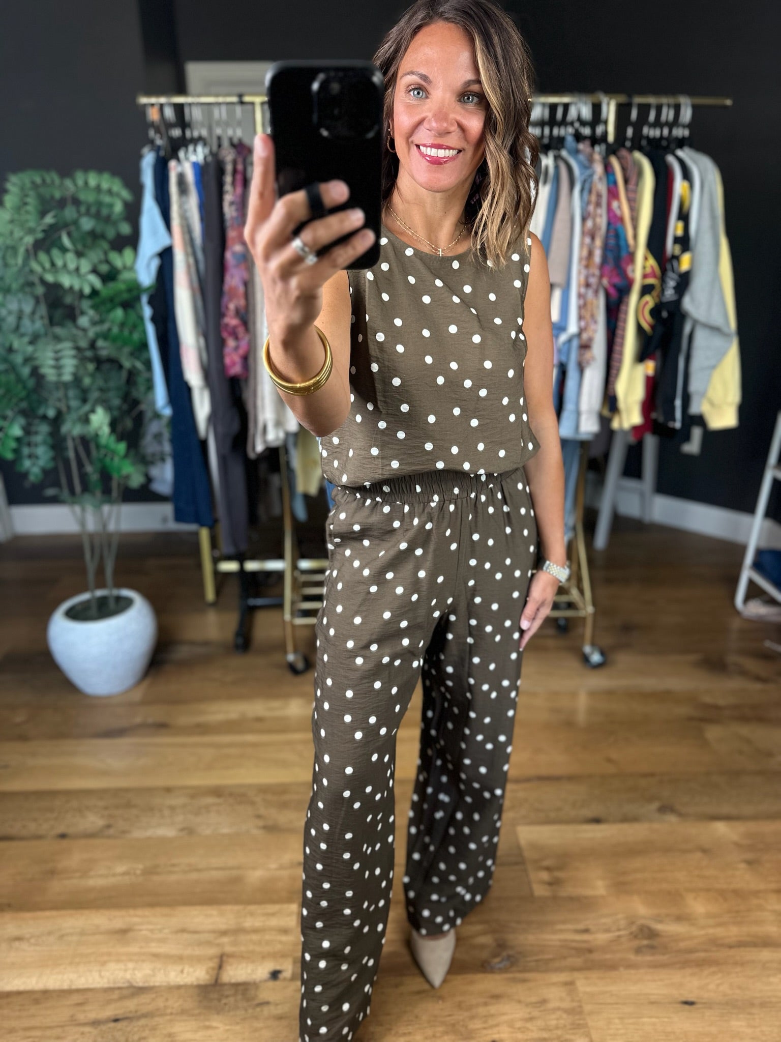 Has To Be You Polka Dot 2-Piece Set-Sleeveless-She & Sky-Anna Kaytes Boutique, Women's Fashion Boutique in Grinnell, Iowa