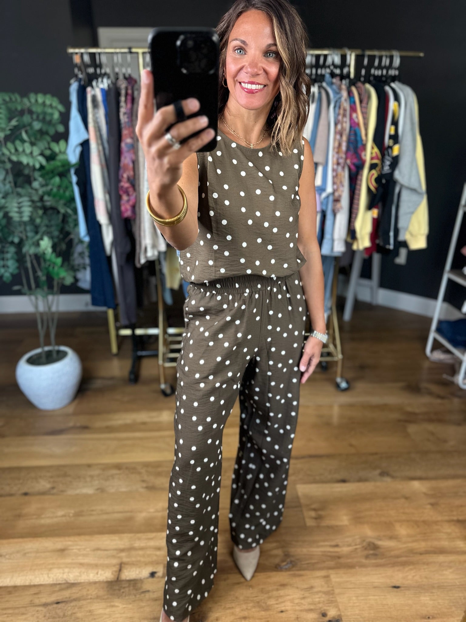 Has To Be You Polka Dot 2-Piece Set-Sleeveless-She & Sky-Anna Kaytes Boutique, Women's Fashion Boutique in Grinnell, Iowa