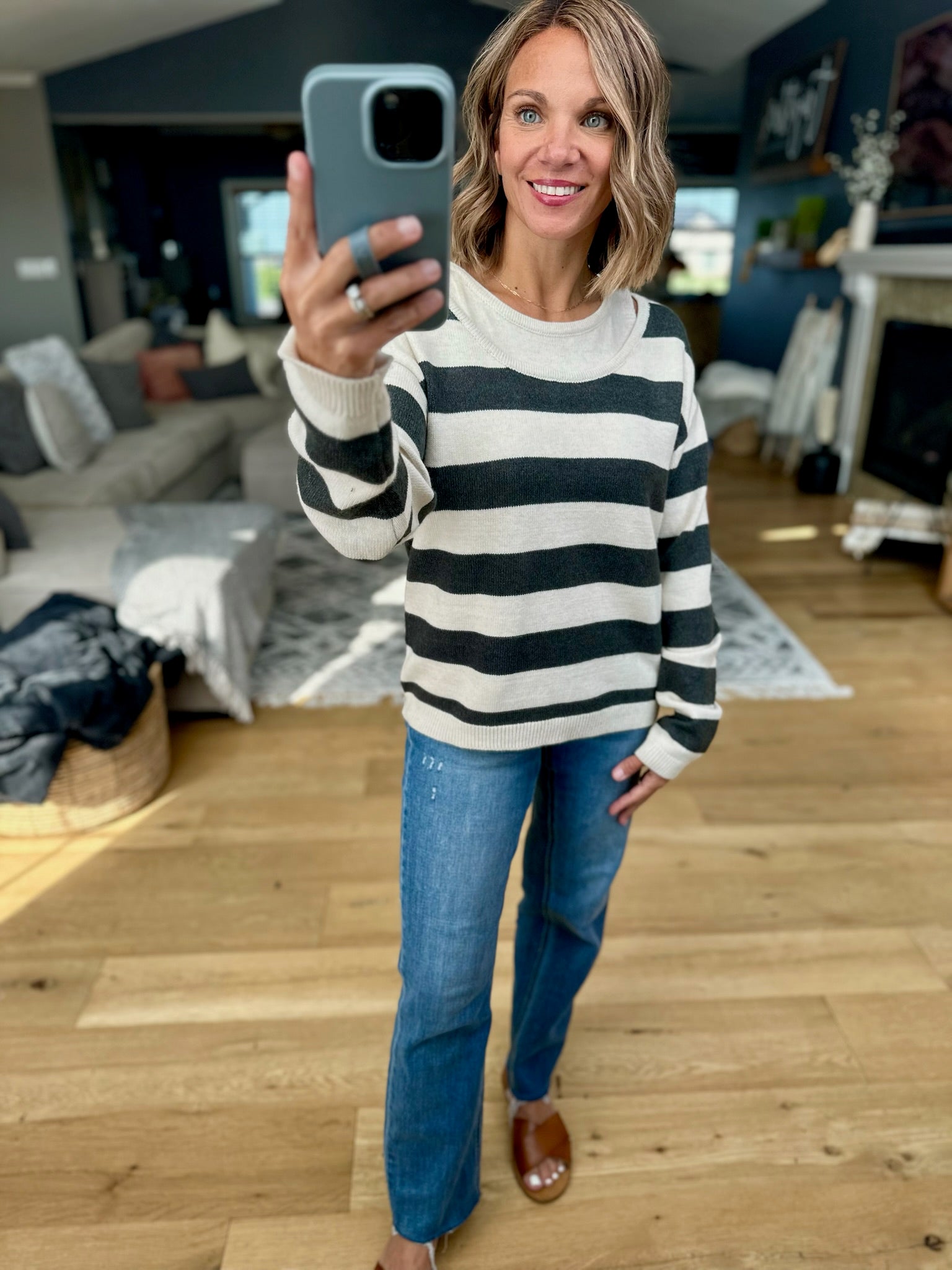 **Can't Stop Me Now Striped Knit Top-Wishlist-Anna Kaytes Boutique, Women's Fashion Boutique in Grinnell, Iowa