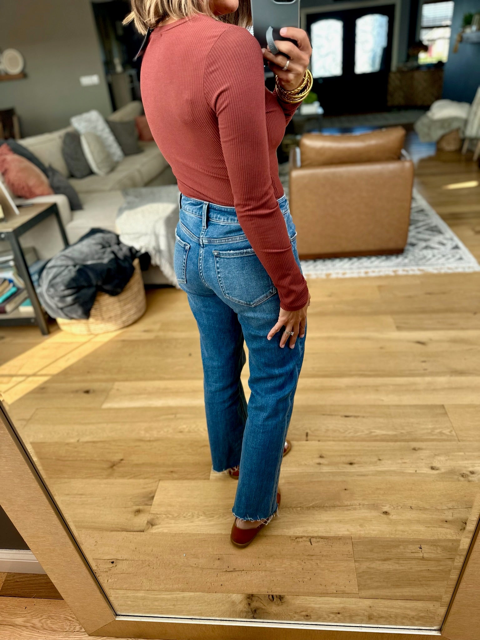 Right This Way Ribbed Bodysuit-Wasabi & Mint-Anna Kaytes Boutique, Women's Fashion Boutique in Grinnell, Iowa